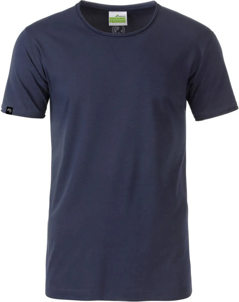 JAN 8002 ― Herren Bio-Baumwolle Rollsaum T-Shirt - Navy Blau