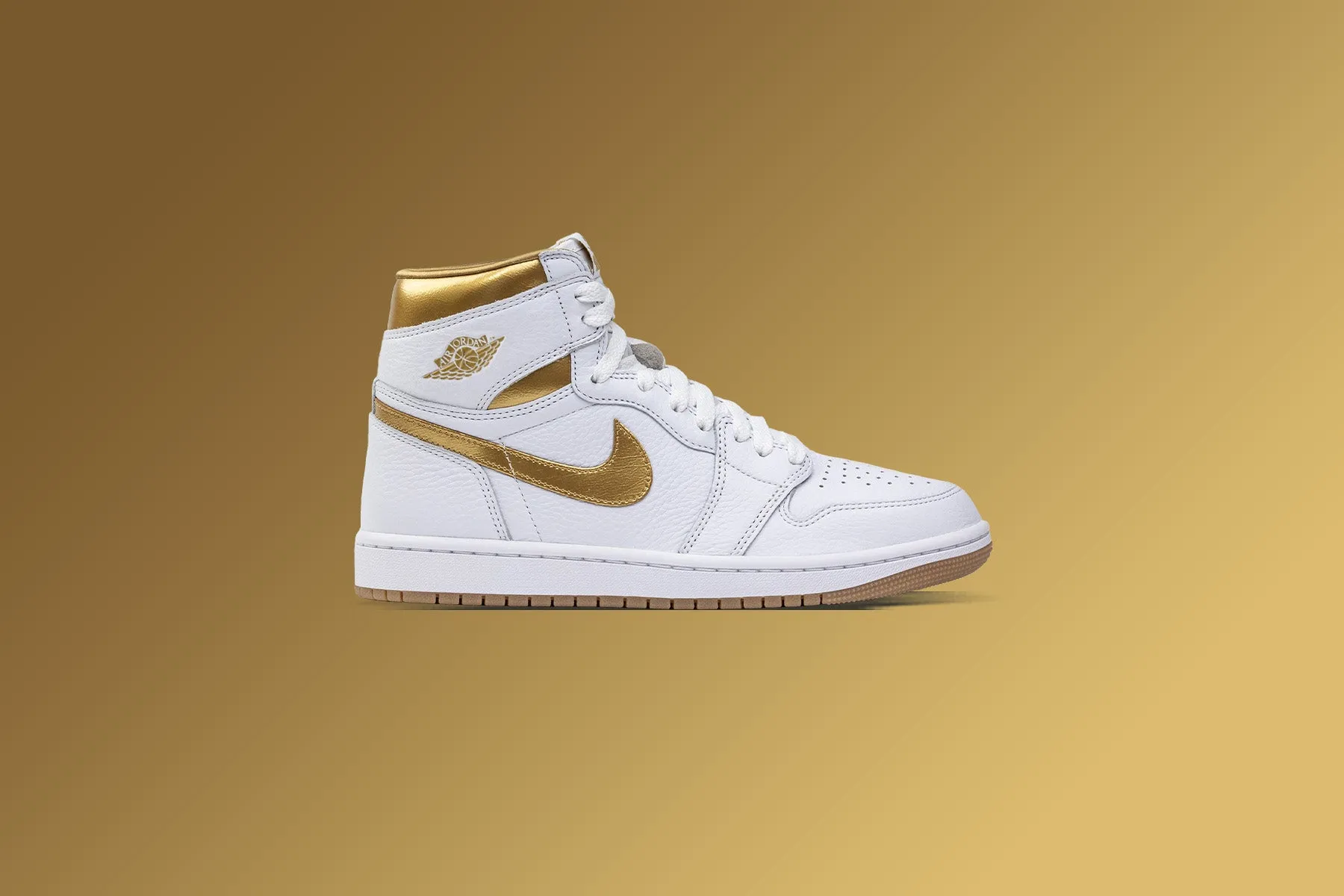 Jordan 1 Retro High OG (PS) - White/Metallic Gold/Gum Light Brown