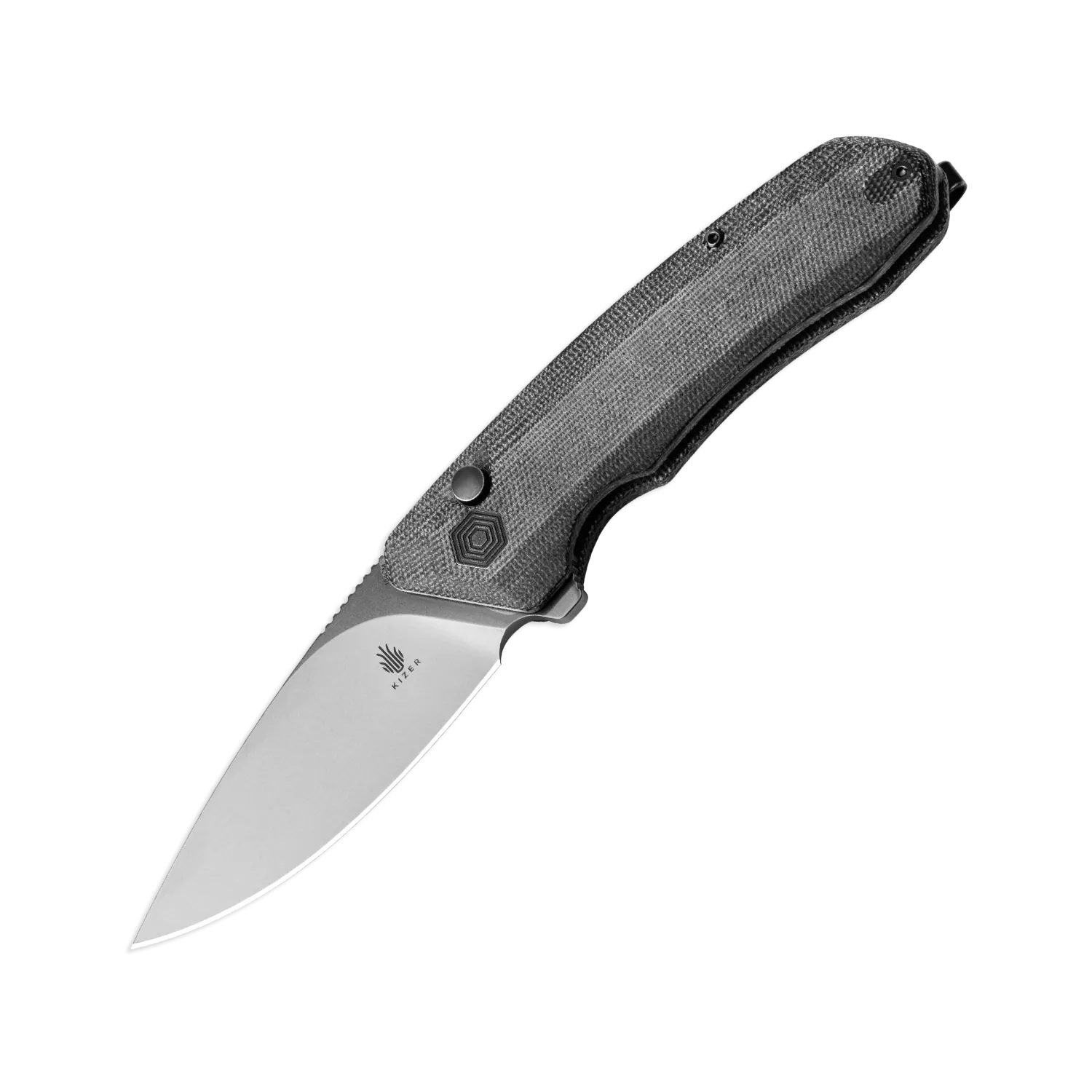 Kizer Invictus 154CM Blade Button Lock Micarta Handle V3602C1 (3.41 Stonewashed)