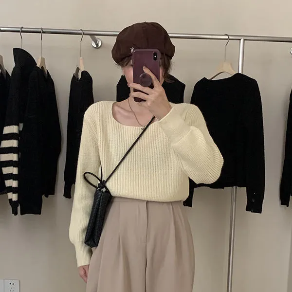 Knit Sweater With U-Neck