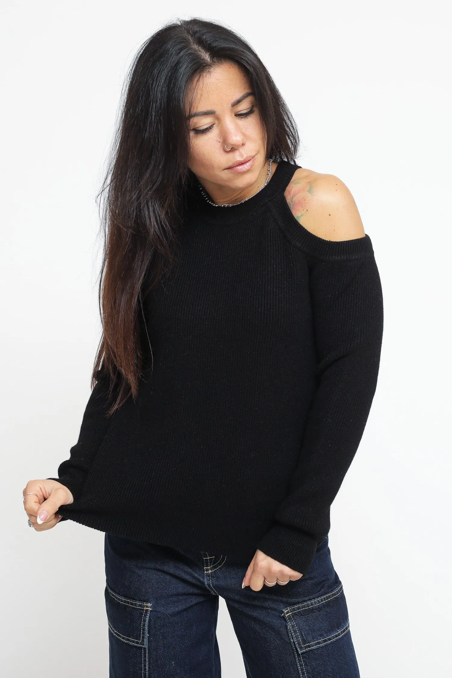 Knitwear Buco Spalla - Nero