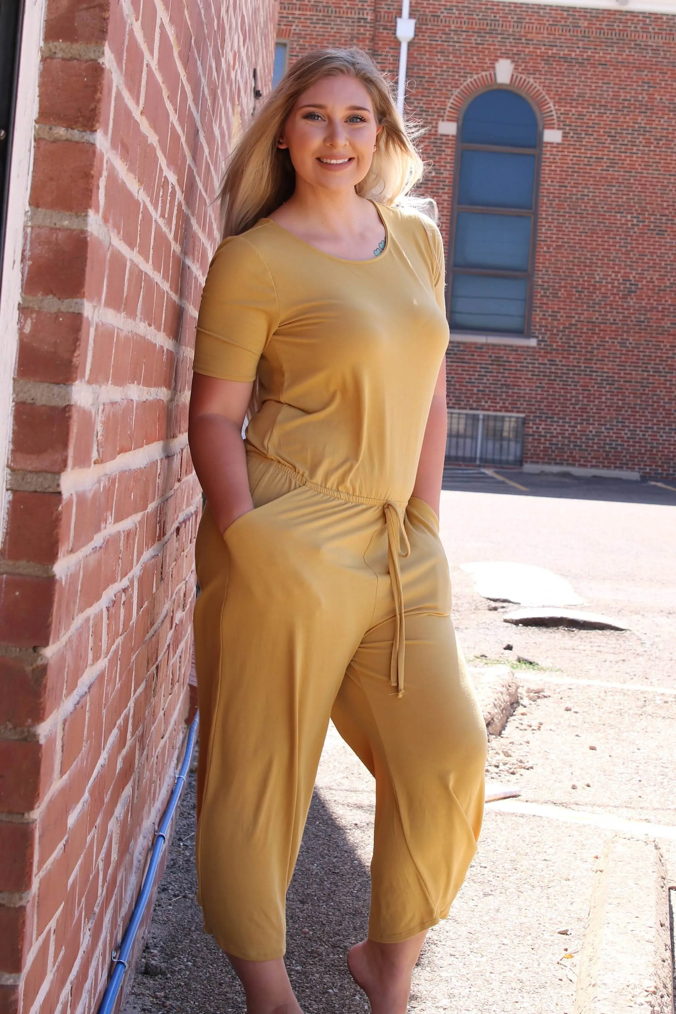 Koren Mustard Capri Jumpsuit