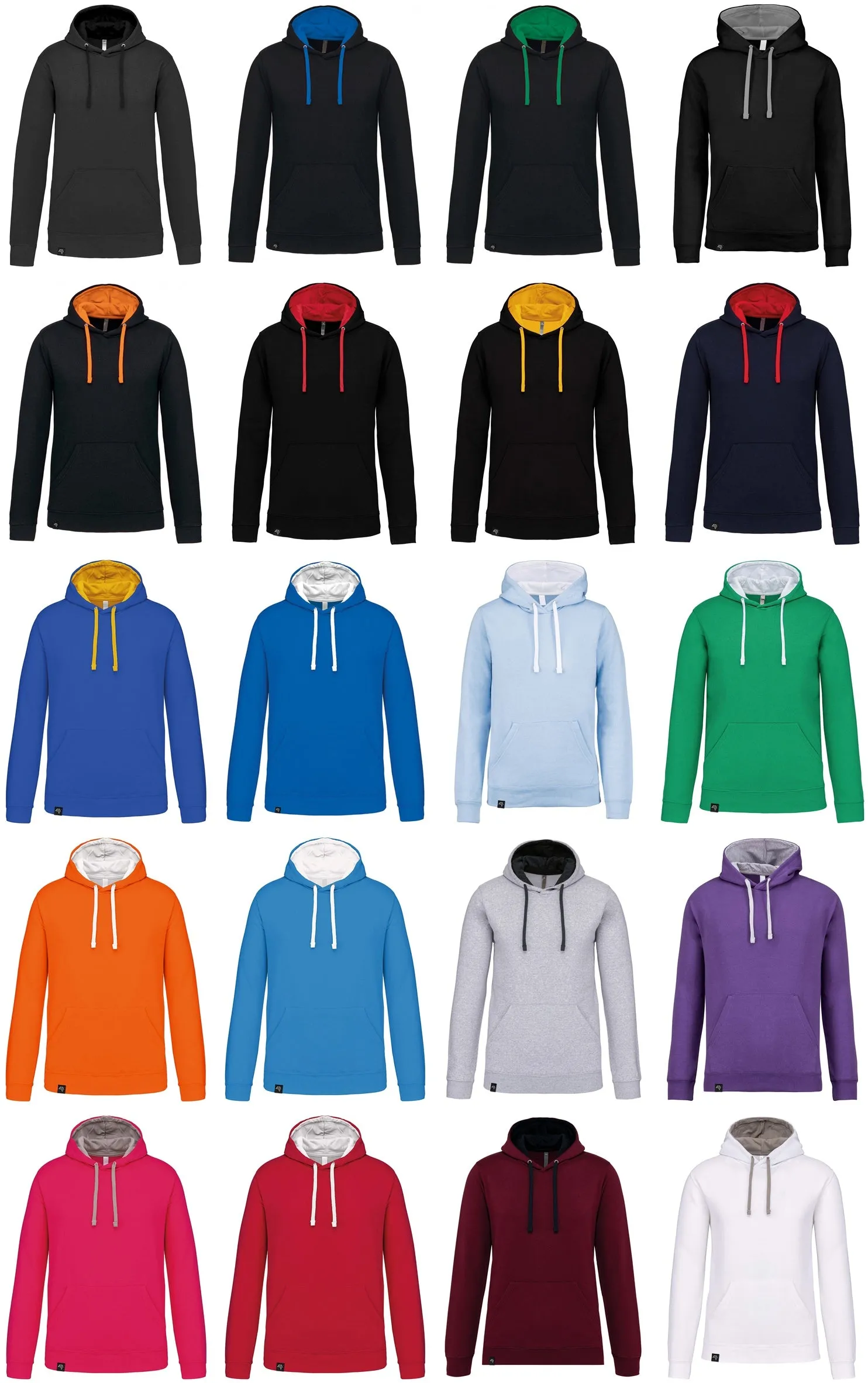 KRB K446 ― Bi-Color Hoodie Sweatshirt - Kelly Grün / Weiß