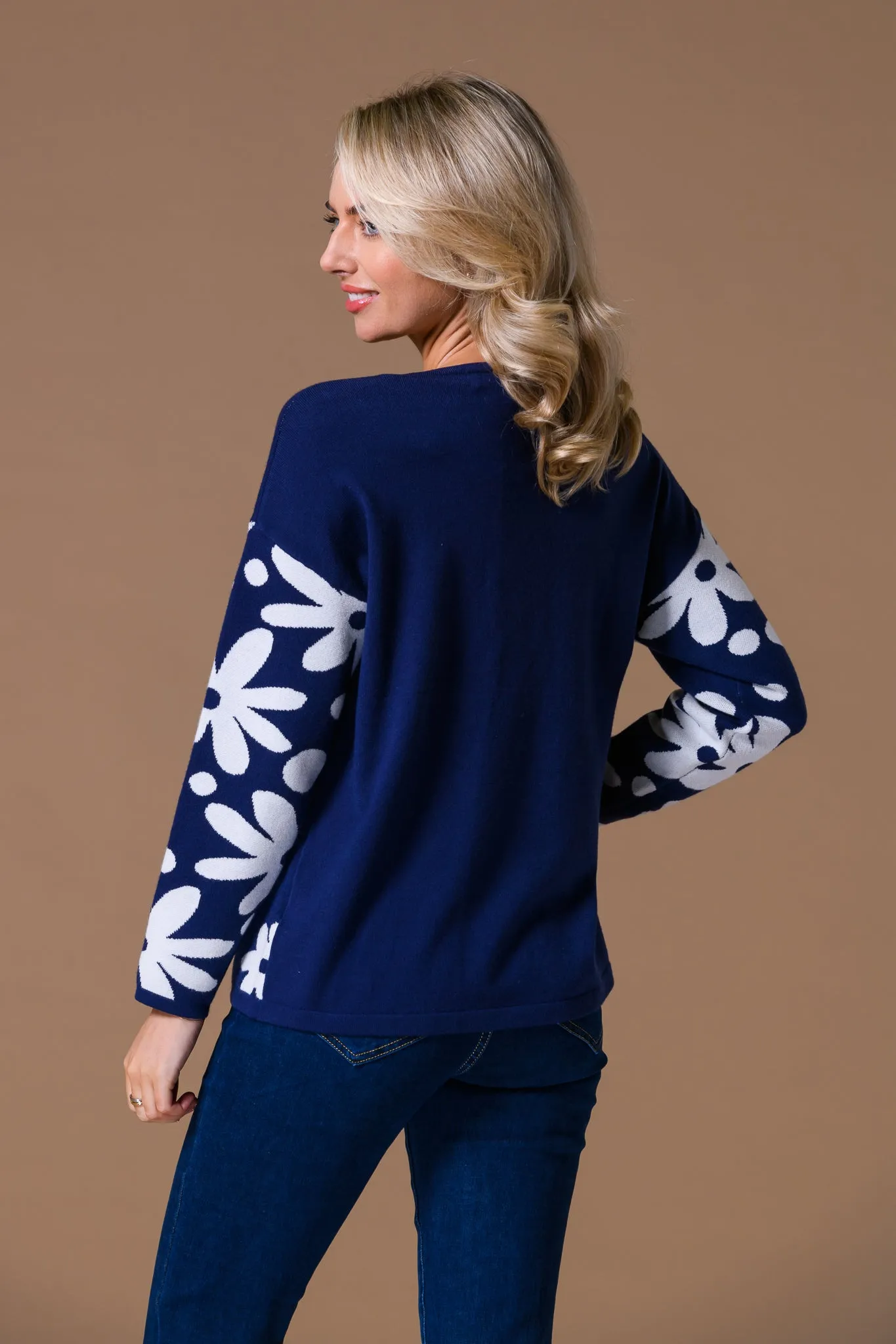 Large Flower Jacquard Sweater