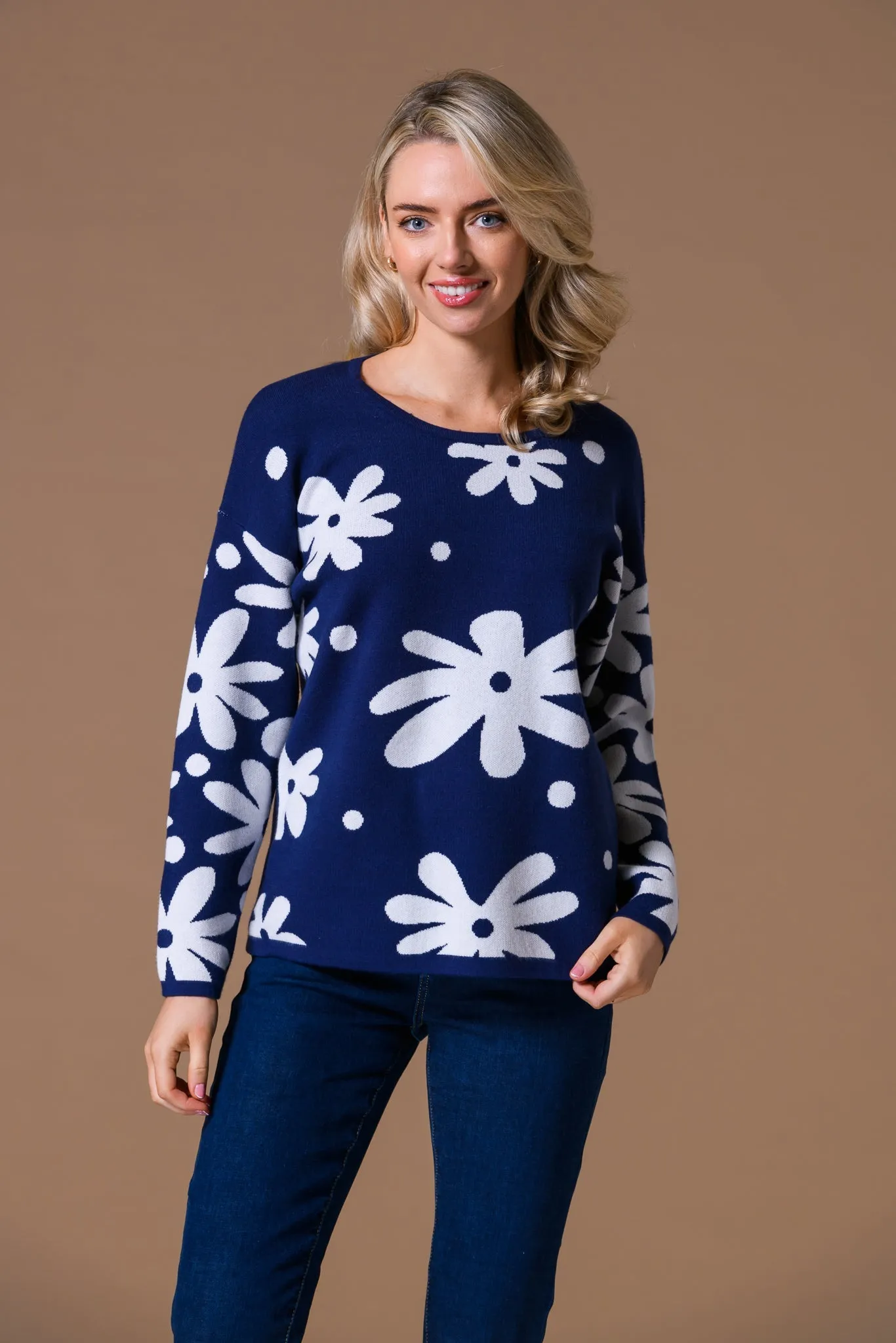 Large Flower Jacquard Sweater