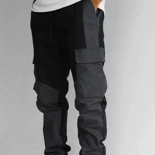 Large Pocket Stitching Trousers Men's Loose Feet