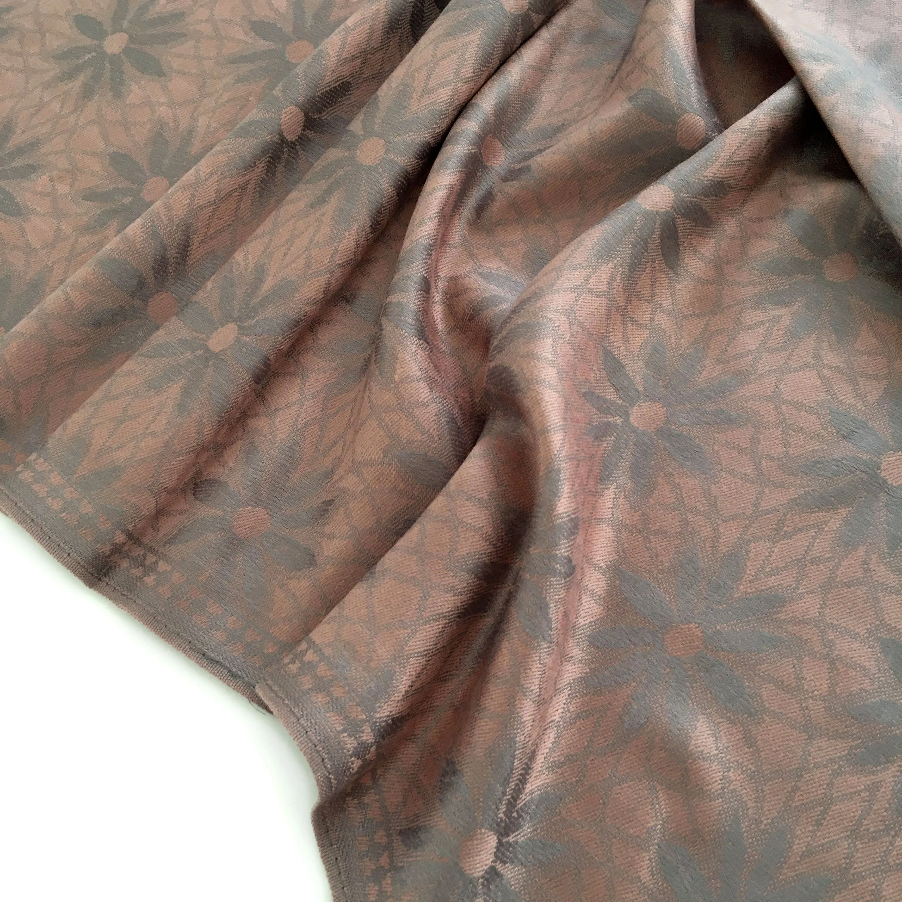 LARGE ROSE GOLD FLORAL DAISY PRINT GEOMETRIC REVERSIBLE PASHMINA SHAWL SCARF