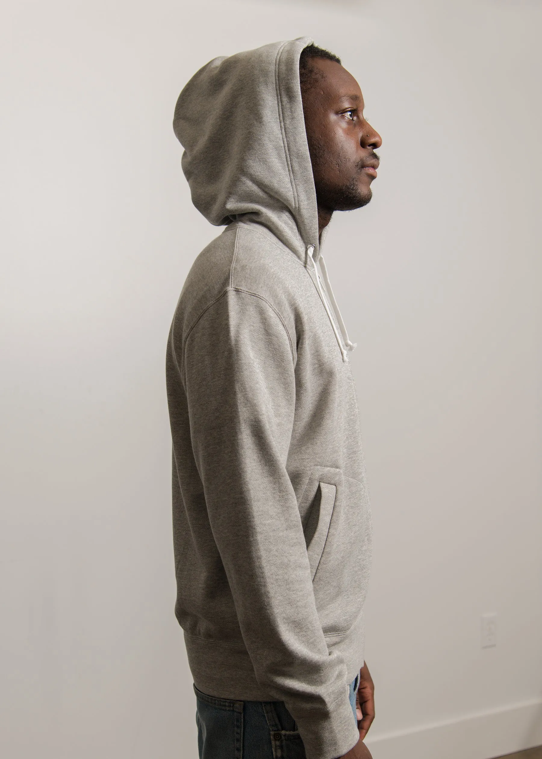 Layered Double Emblem Zip Hoodie Grey/Black T302