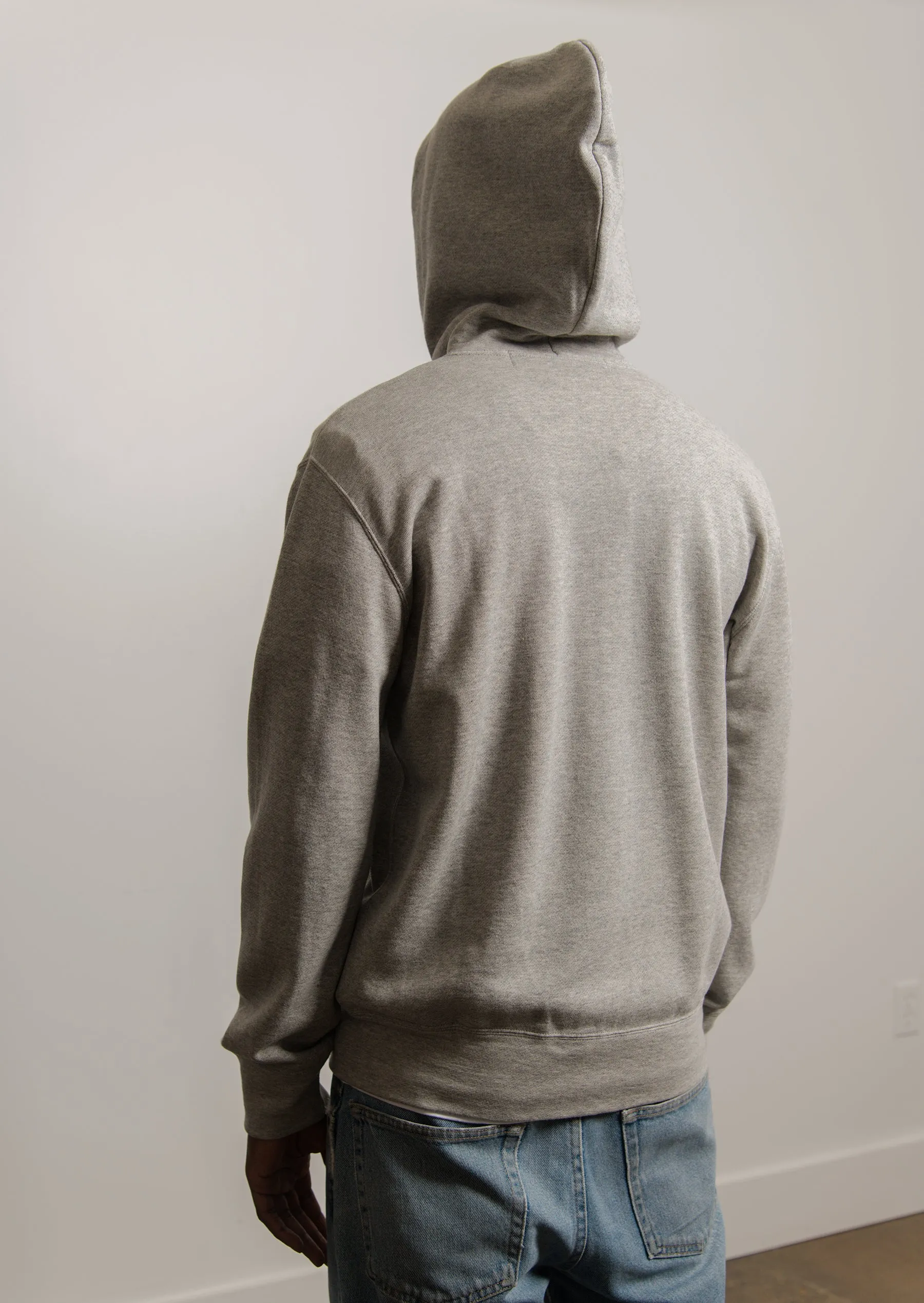 Layered Double Emblem Zip Hoodie Grey/Black T302