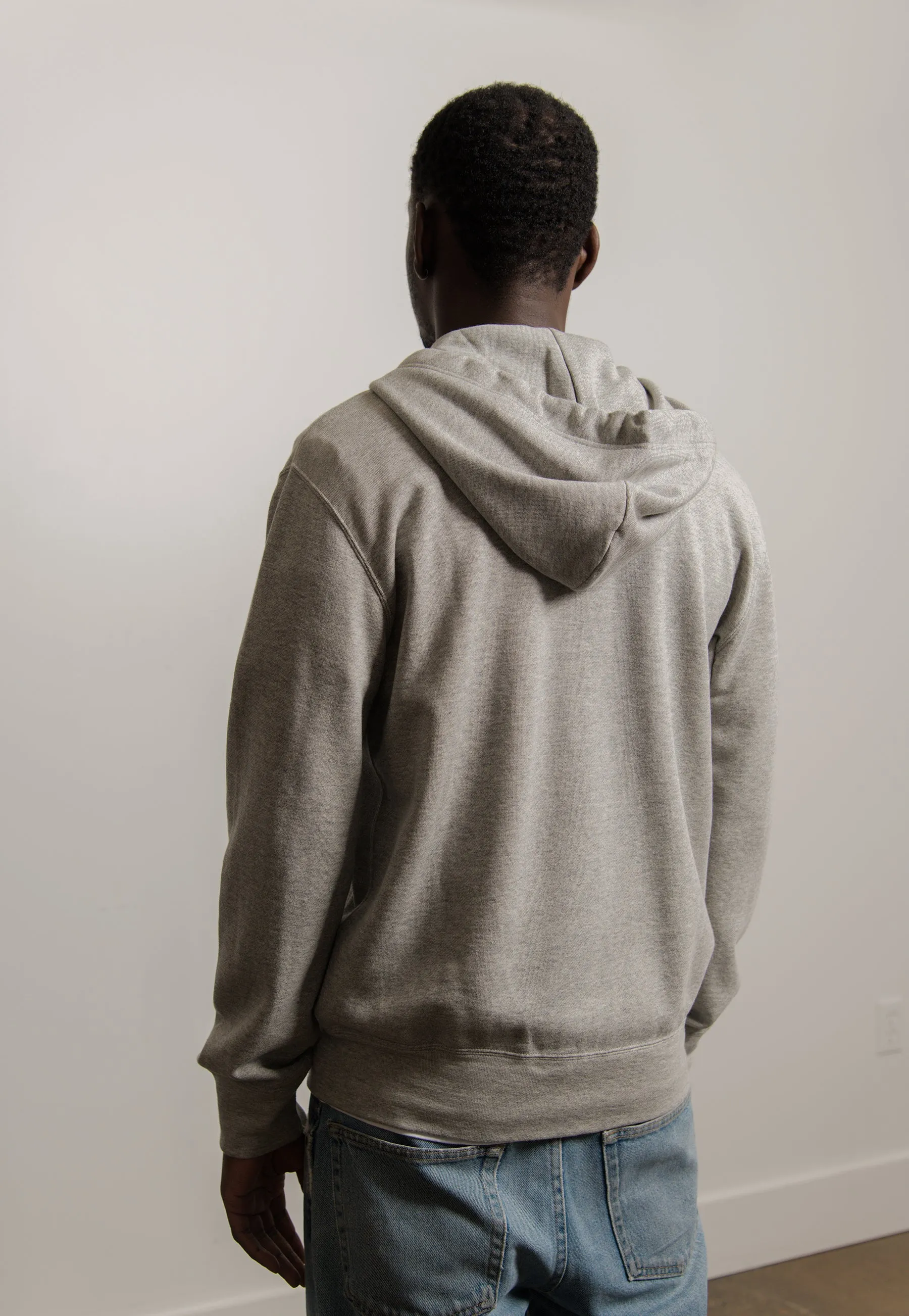 Layered Double Emblem Zip Hoodie Grey/Black T302