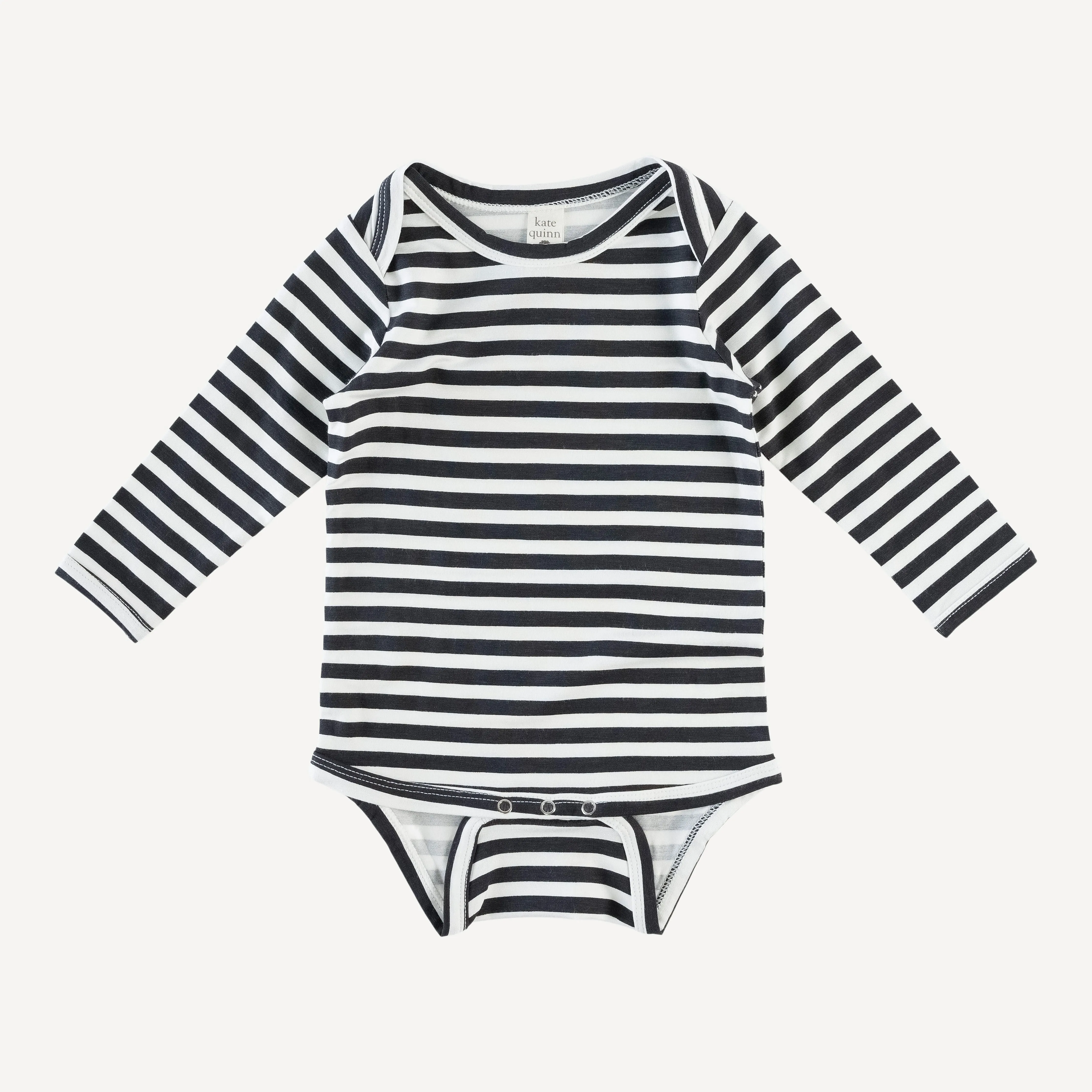 long sleeve lap neck bodysuit | black stripe | bamboo