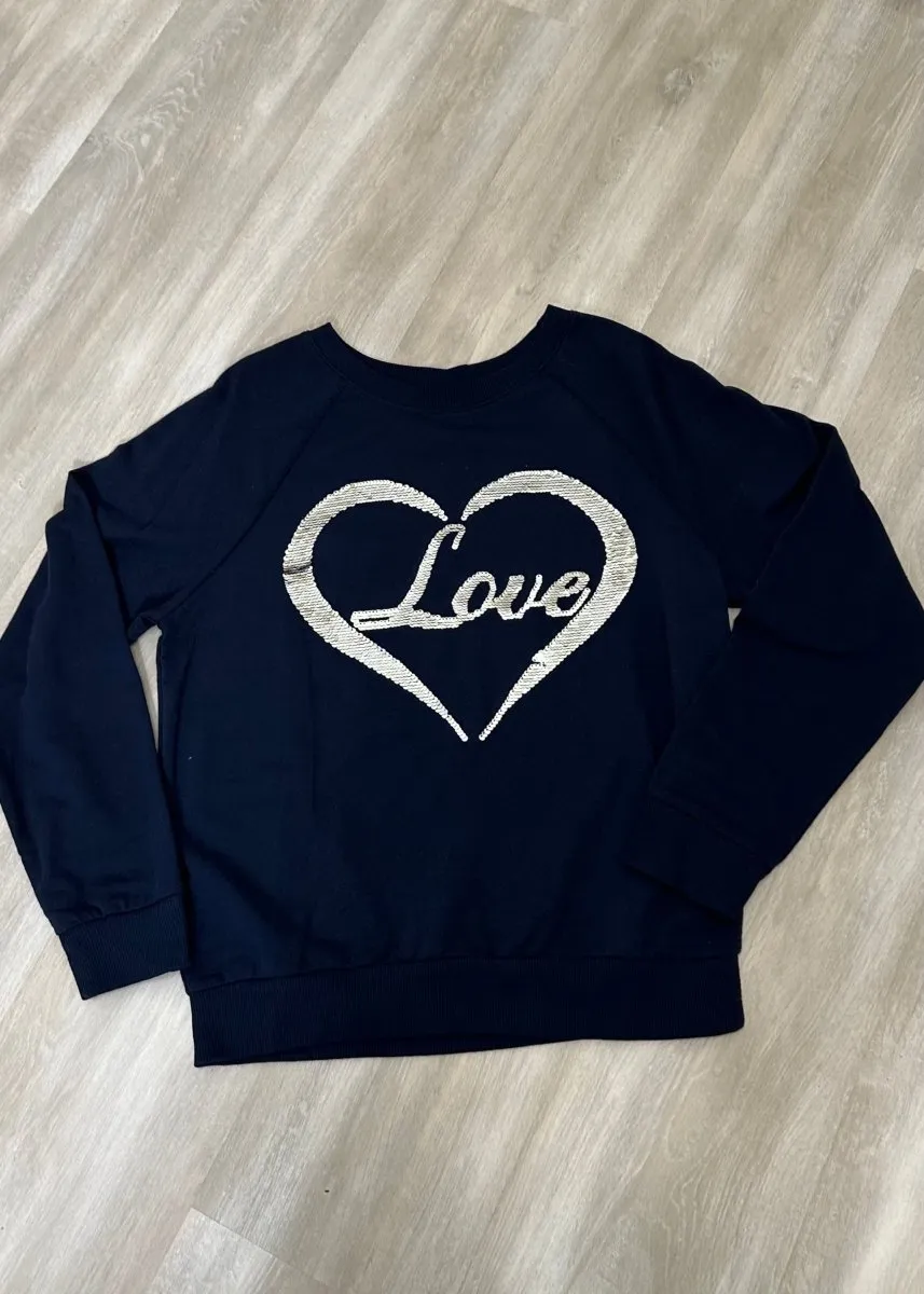 Love Is In The Air Sequin Sweater Navy