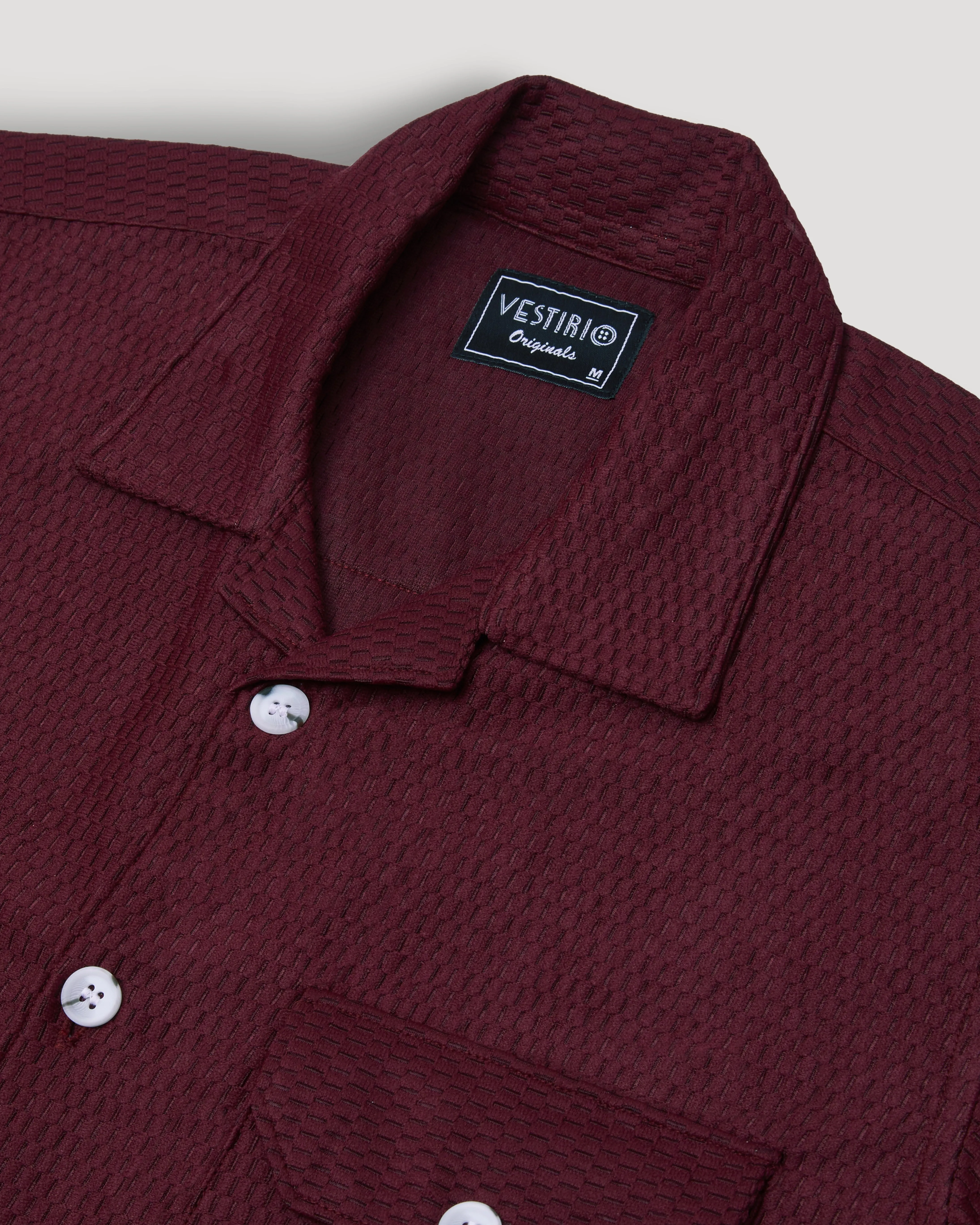 Maroon double pocket half sleeve shirt