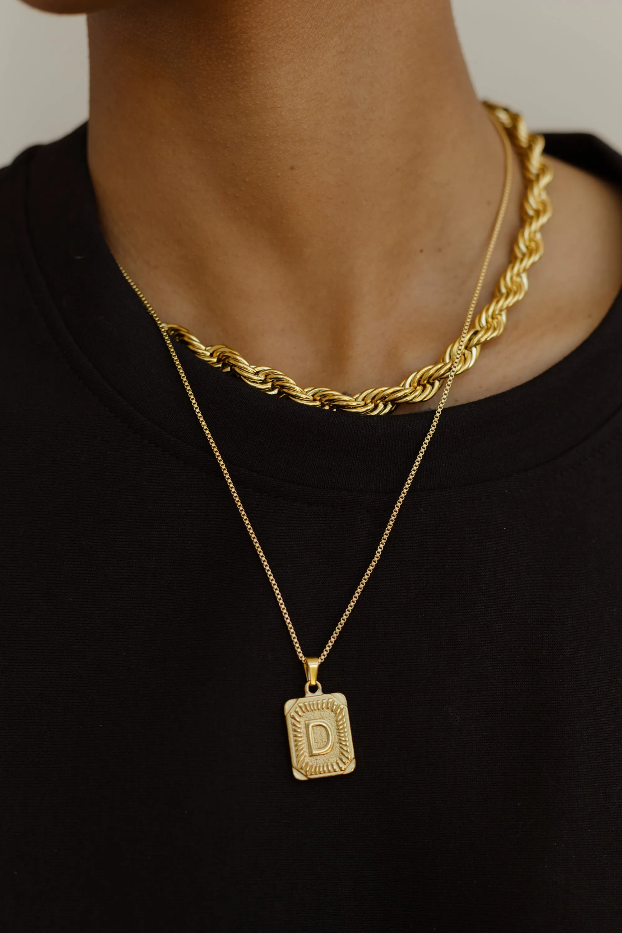 Medallion Rectangle Initial Necklace