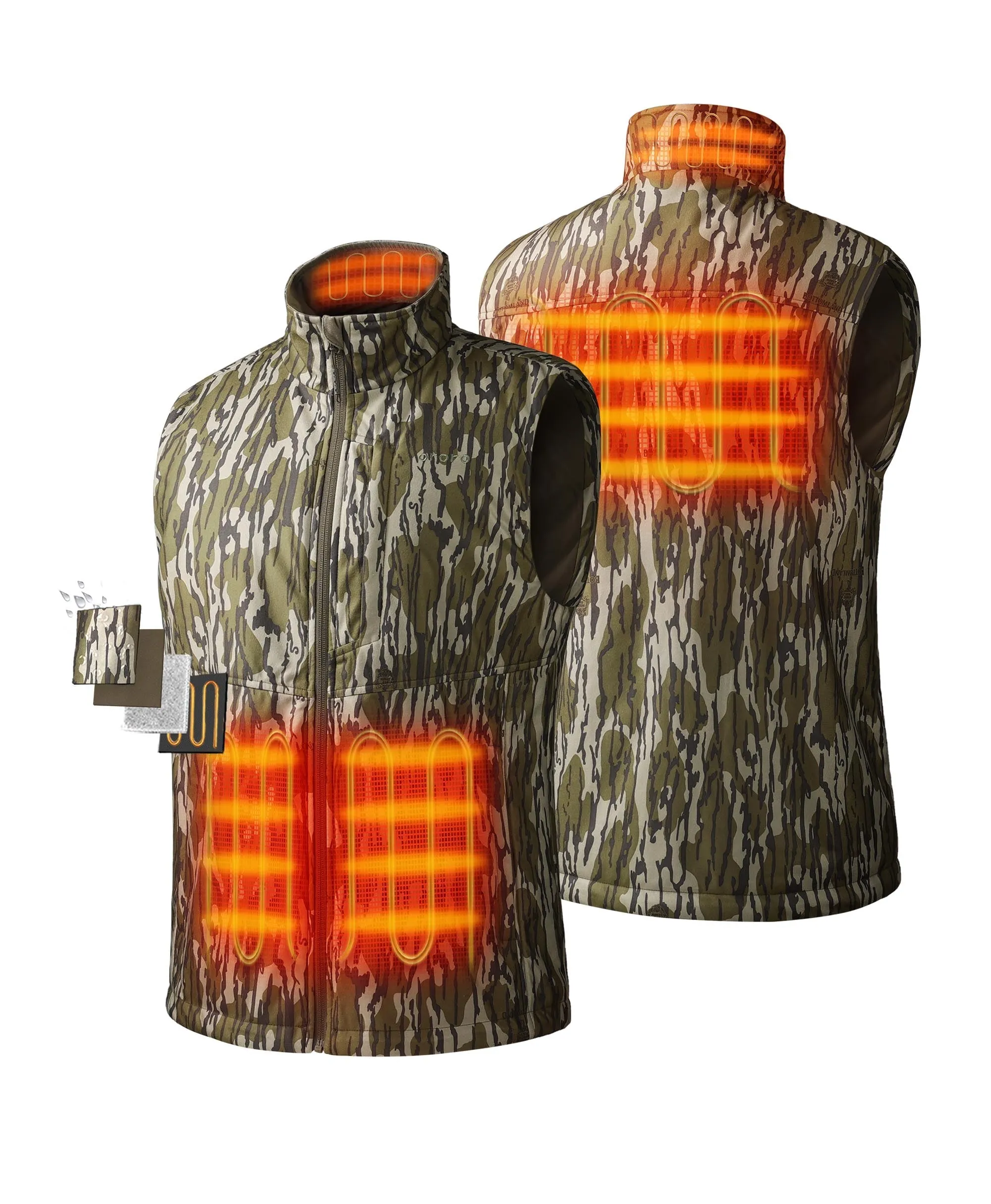 Men's Heated Hunting Vest - Mossy Oak® Bottomland Pattern (Apparel Only)