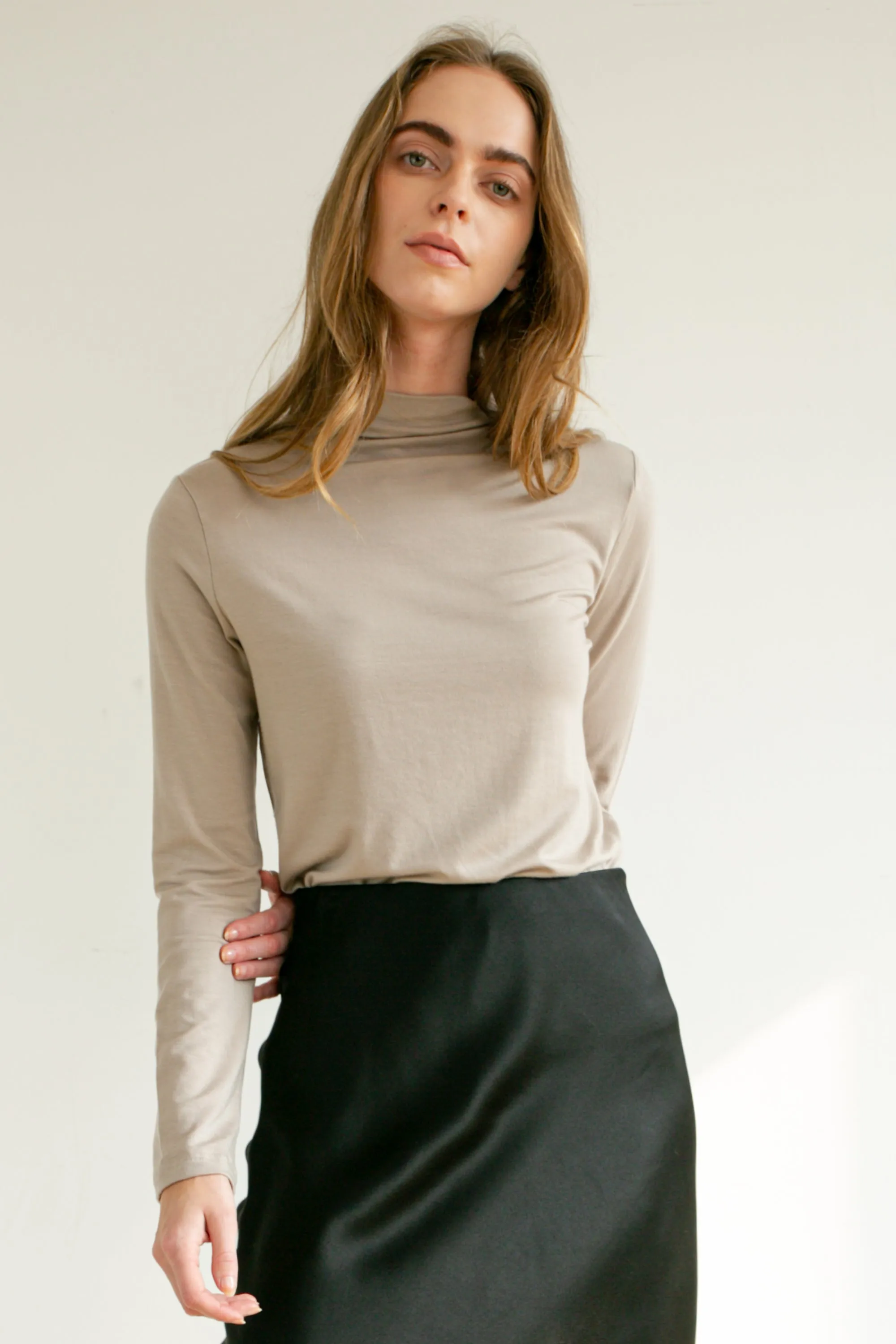 Mock Neck Turtleneck-Fall Grey