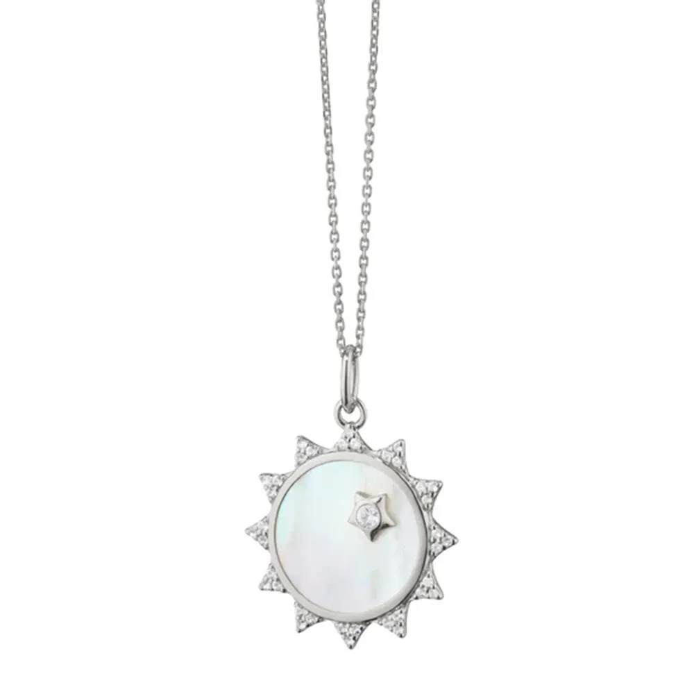 Monica Rich Kosann  Mother of Pearl Sapphire Sun Charm Necklace