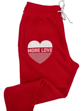 'MORE LOVE' Heart Unisex Soft Fleece Jogger Sweatpants - Red