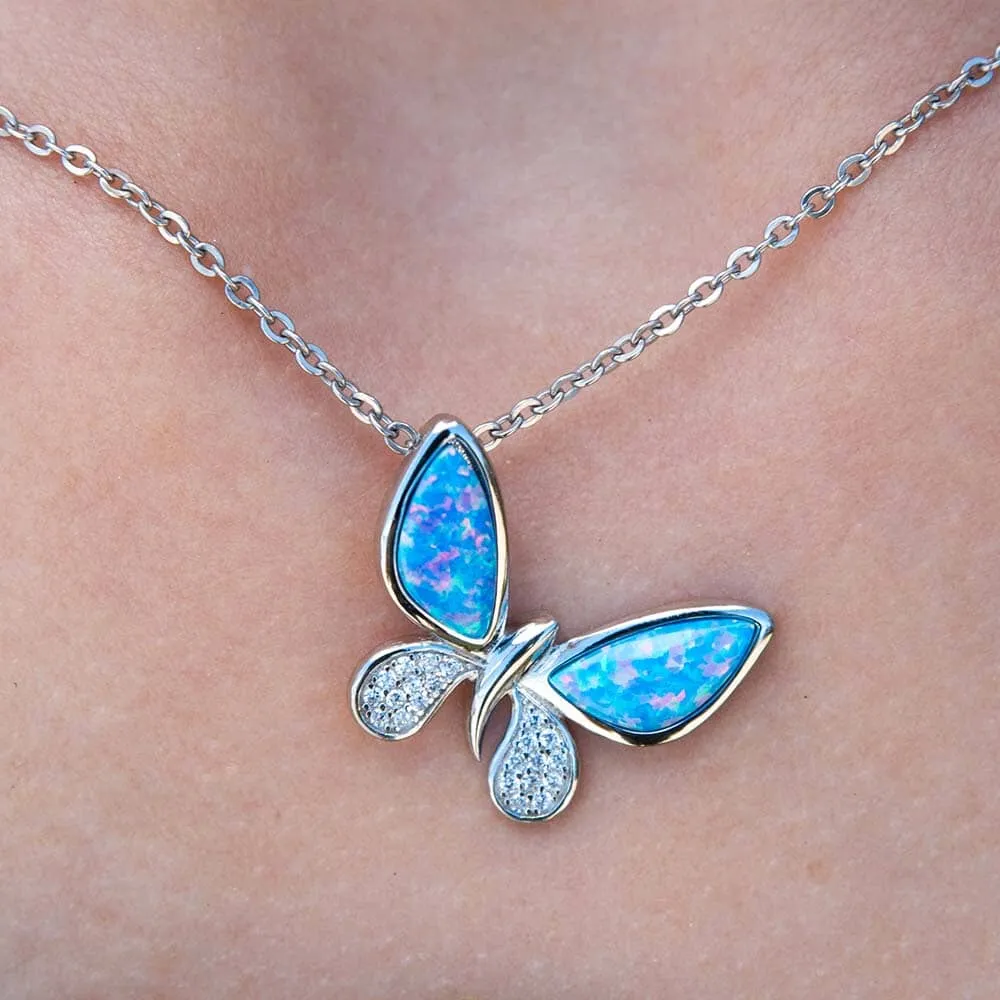 Opal Island Butterfly Pendant