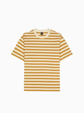 Organic T-shirt Gold & Ecru Stripe