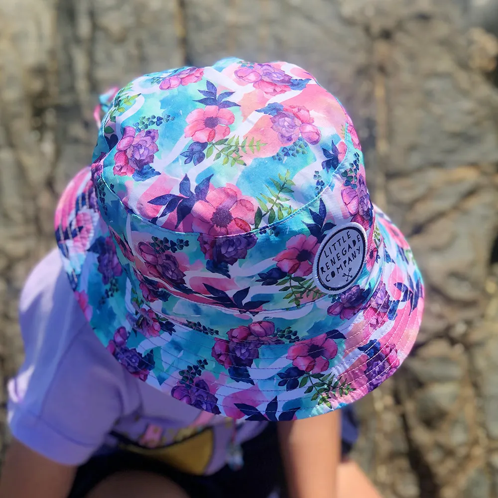 PASTEL POSIES REVERSIBLE BUCKET HAT - 4 Sizes