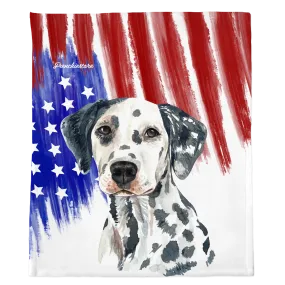 Patriotic Dalmatian Blanket | American dog in Watercolors