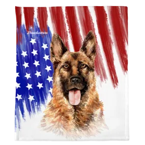 Patriotic German Shepherd Blanket | American dog in Watercolors