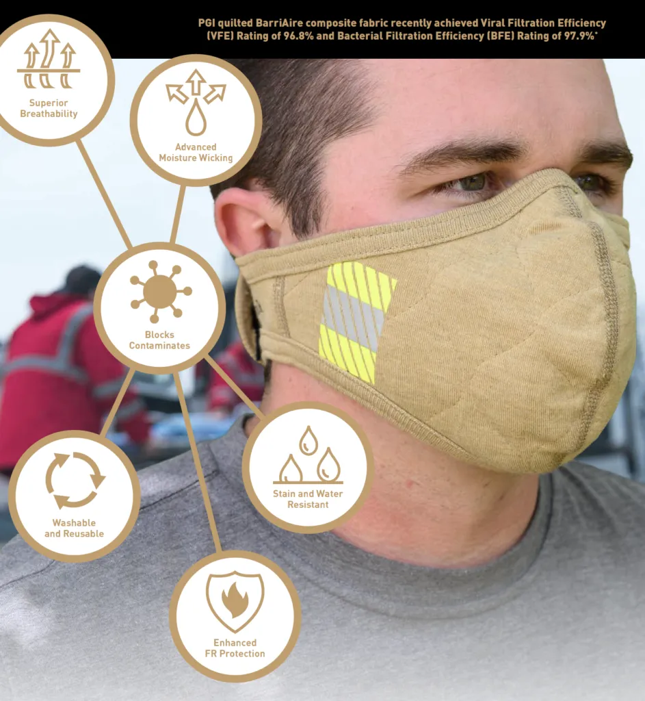 PGI BarriAire Gold Face Mask with Adjustable Ear Elastic