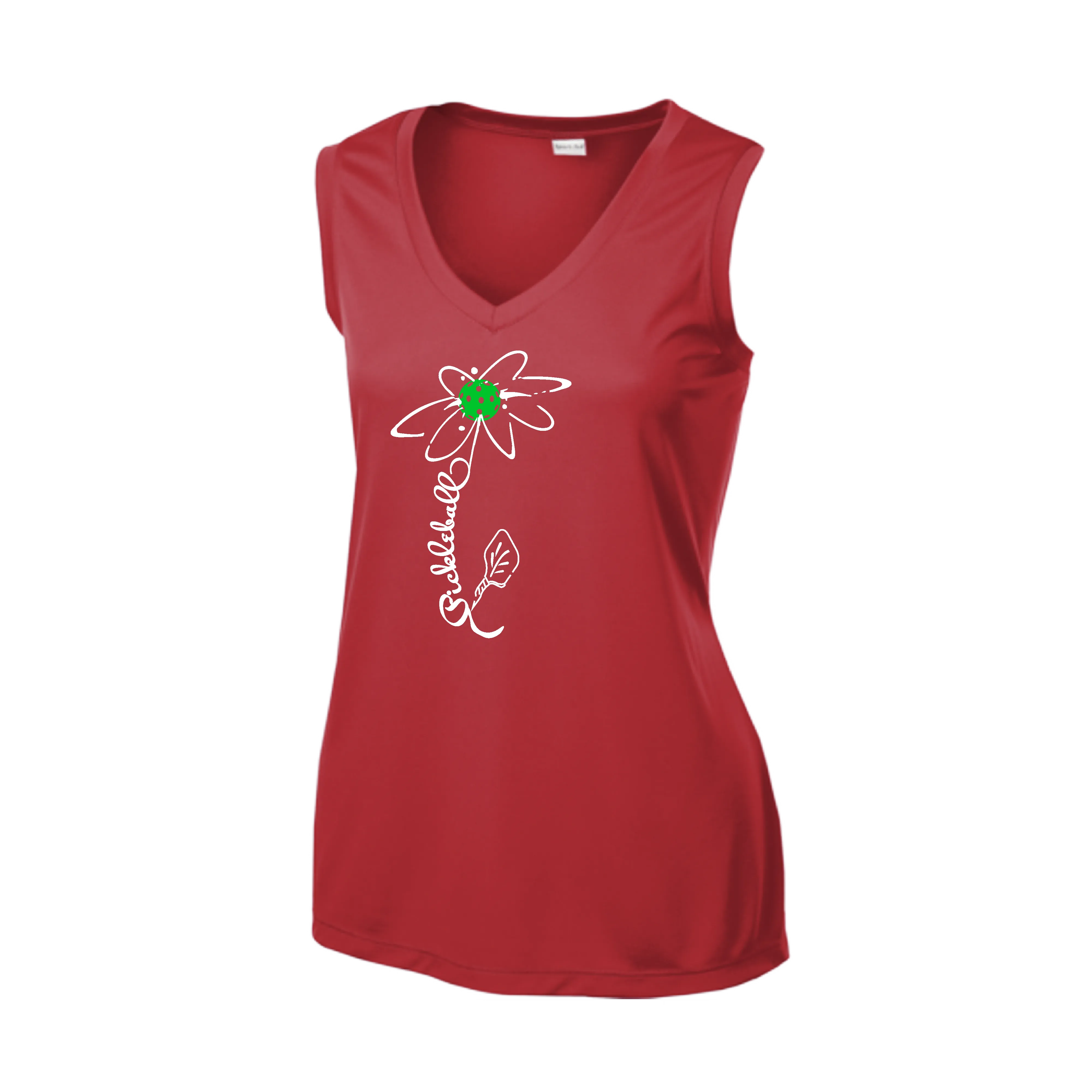 Pickleball Flower (Yellow, Cyan, Green or Rainbow) | Women’s Sleeveless Athletic Shirt | 100% Polyester