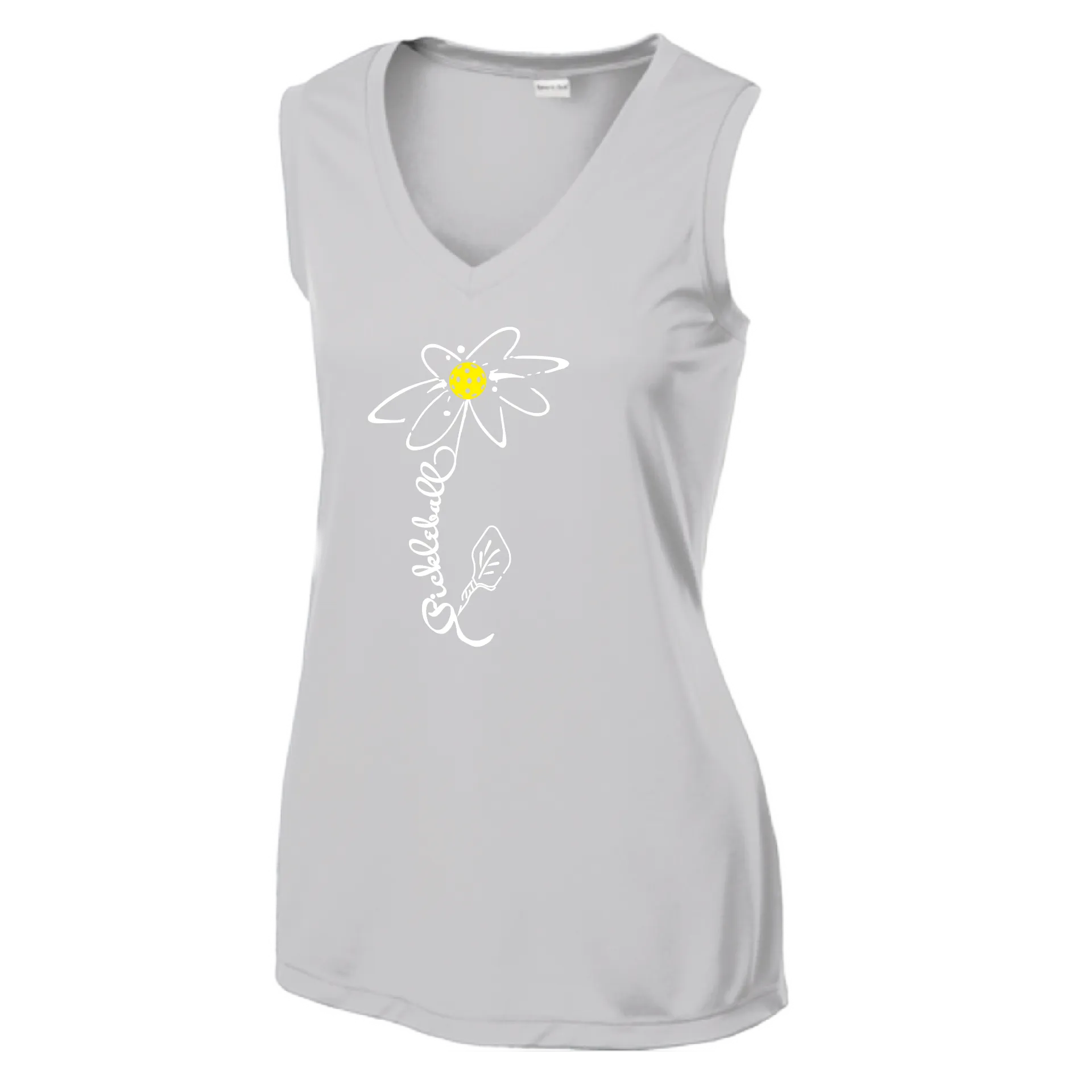 Pickleball Flower (Yellow, Cyan, Green or Rainbow) | Women’s Sleeveless Athletic Shirt | 100% Polyester