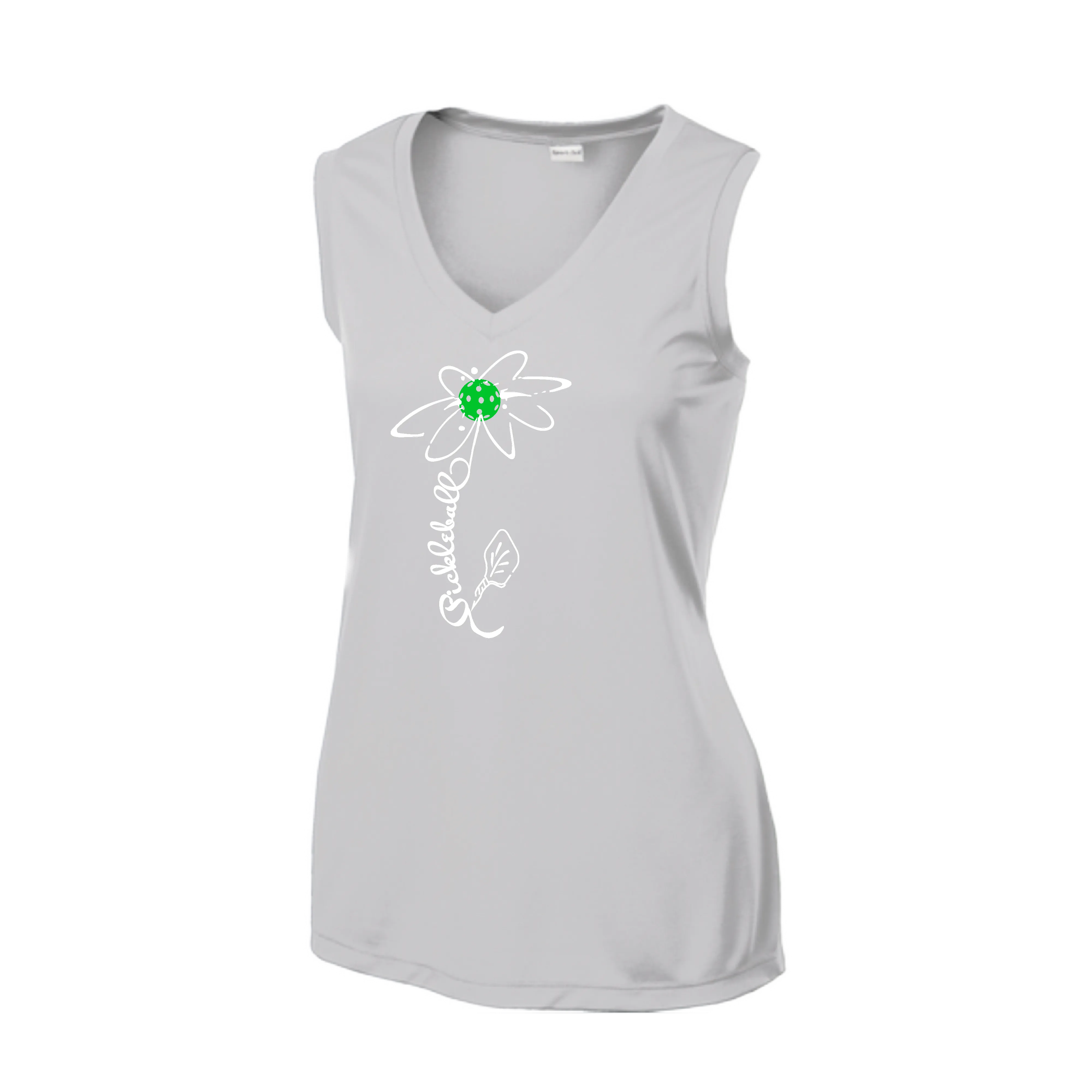 Pickleball Flower (Yellow, Cyan, Green or Rainbow) | Women’s Sleeveless Athletic Shirt | 100% Polyester