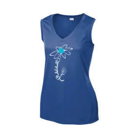 Pickleball Flower (Yellow, Cyan, Green or Rainbow) | Women’s Sleeveless Athletic Shirt | 100% Polyester