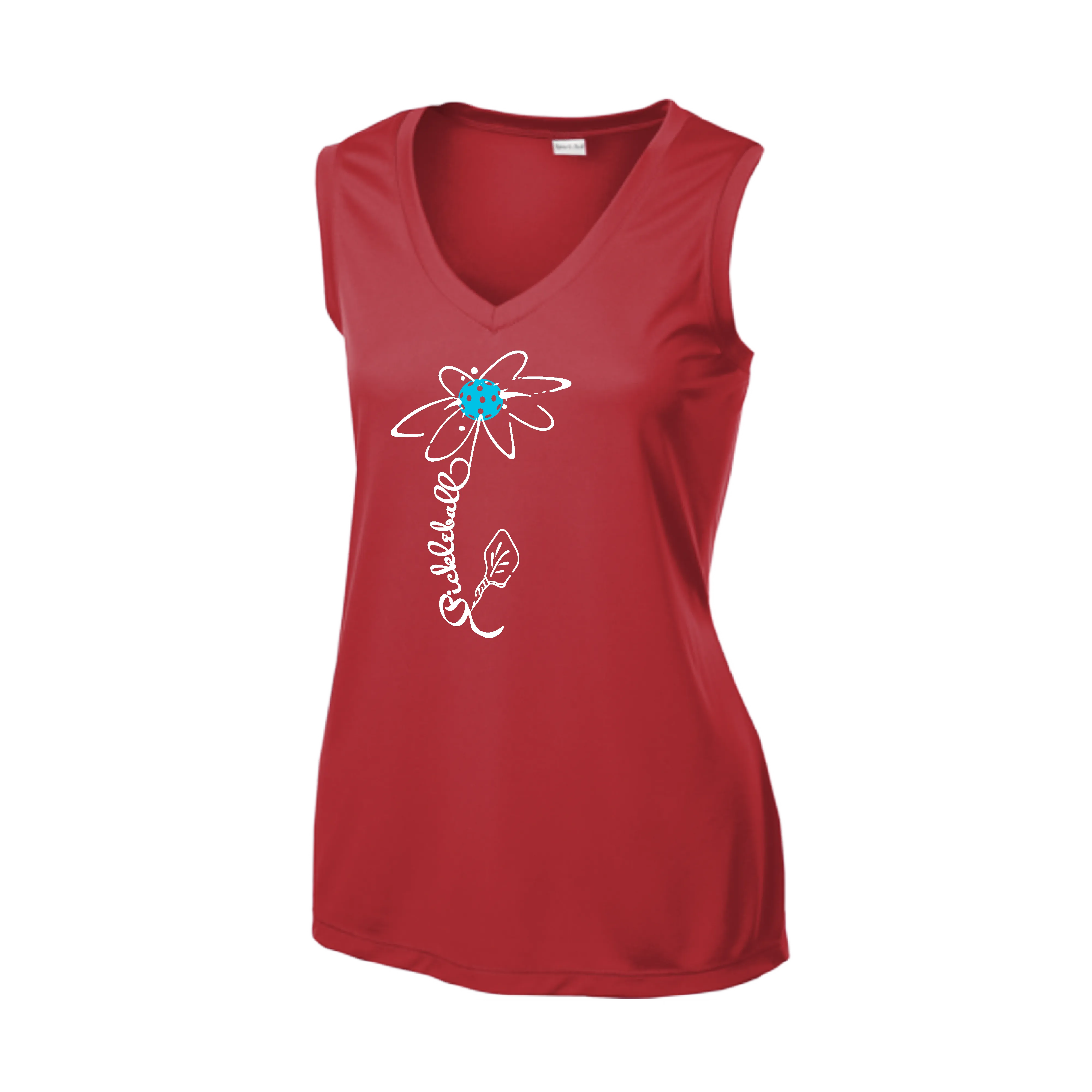 Pickleball Flower (Yellow, Cyan, Green or Rainbow) | Women’s Sleeveless Athletic Shirt | 100% Polyester