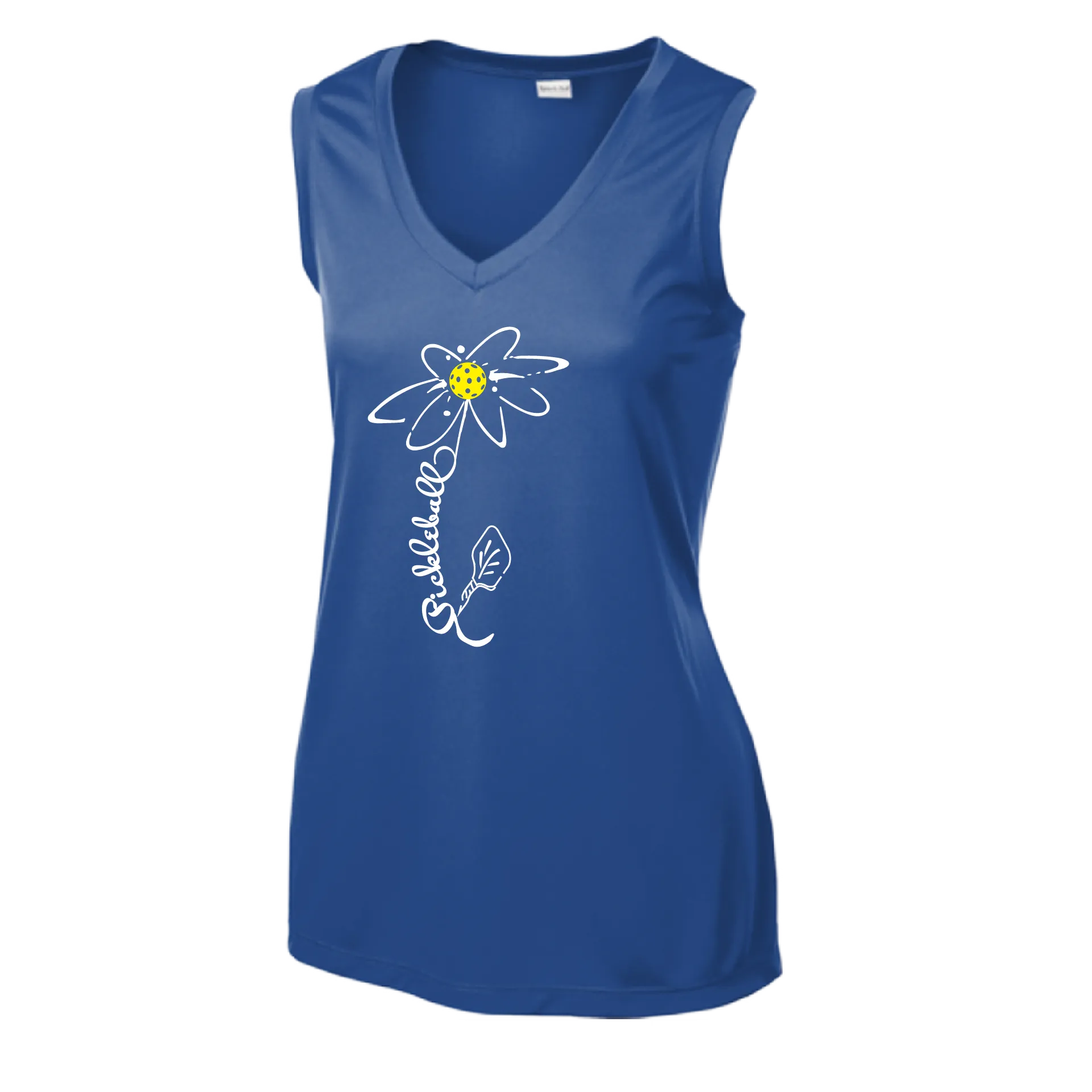 Pickleball Flower (Yellow, Cyan, Green or Rainbow) | Women’s Sleeveless Athletic Shirt | 100% Polyester