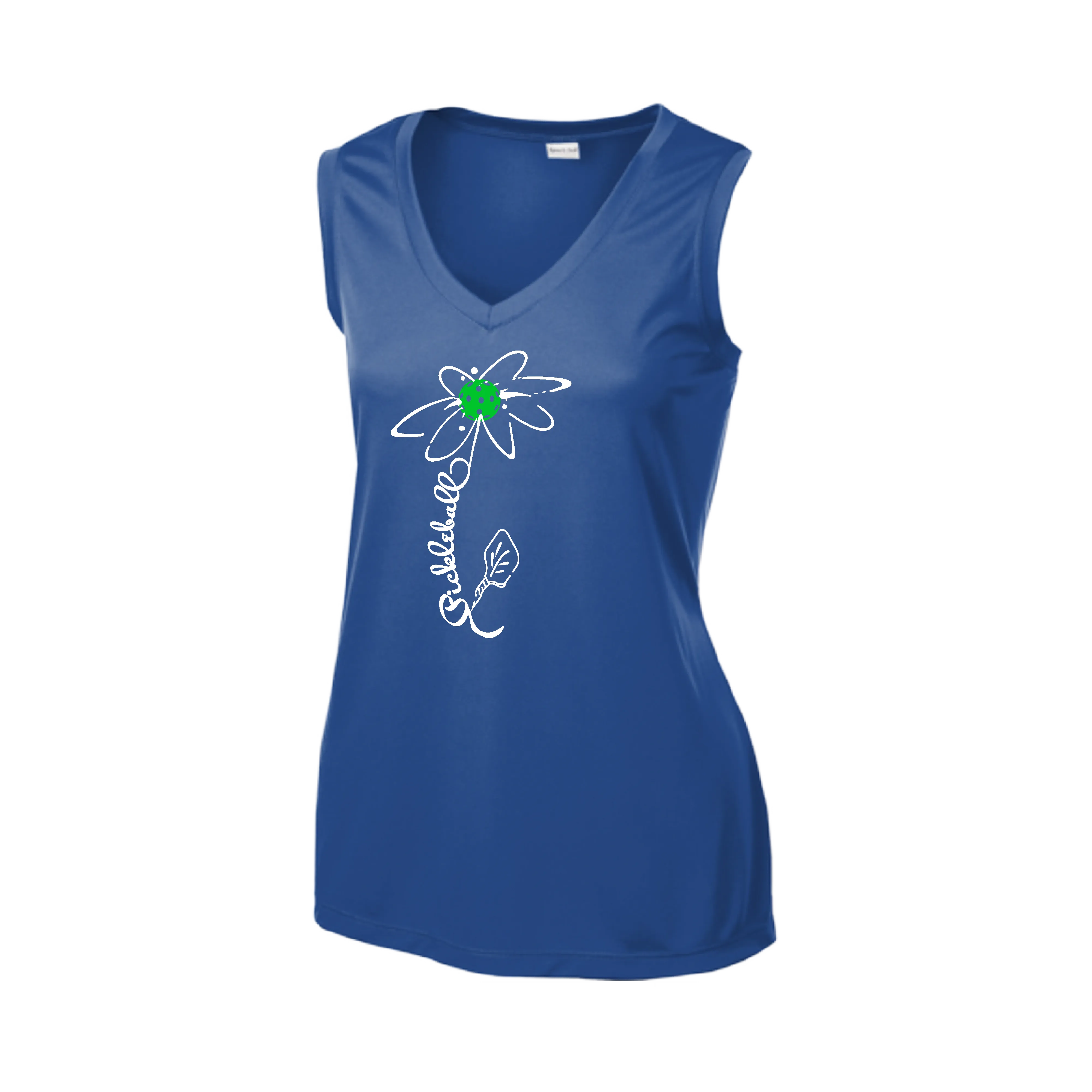 Pickleball Flower (Yellow, Cyan, Green or Rainbow) | Women’s Sleeveless Athletic Shirt | 100% Polyester