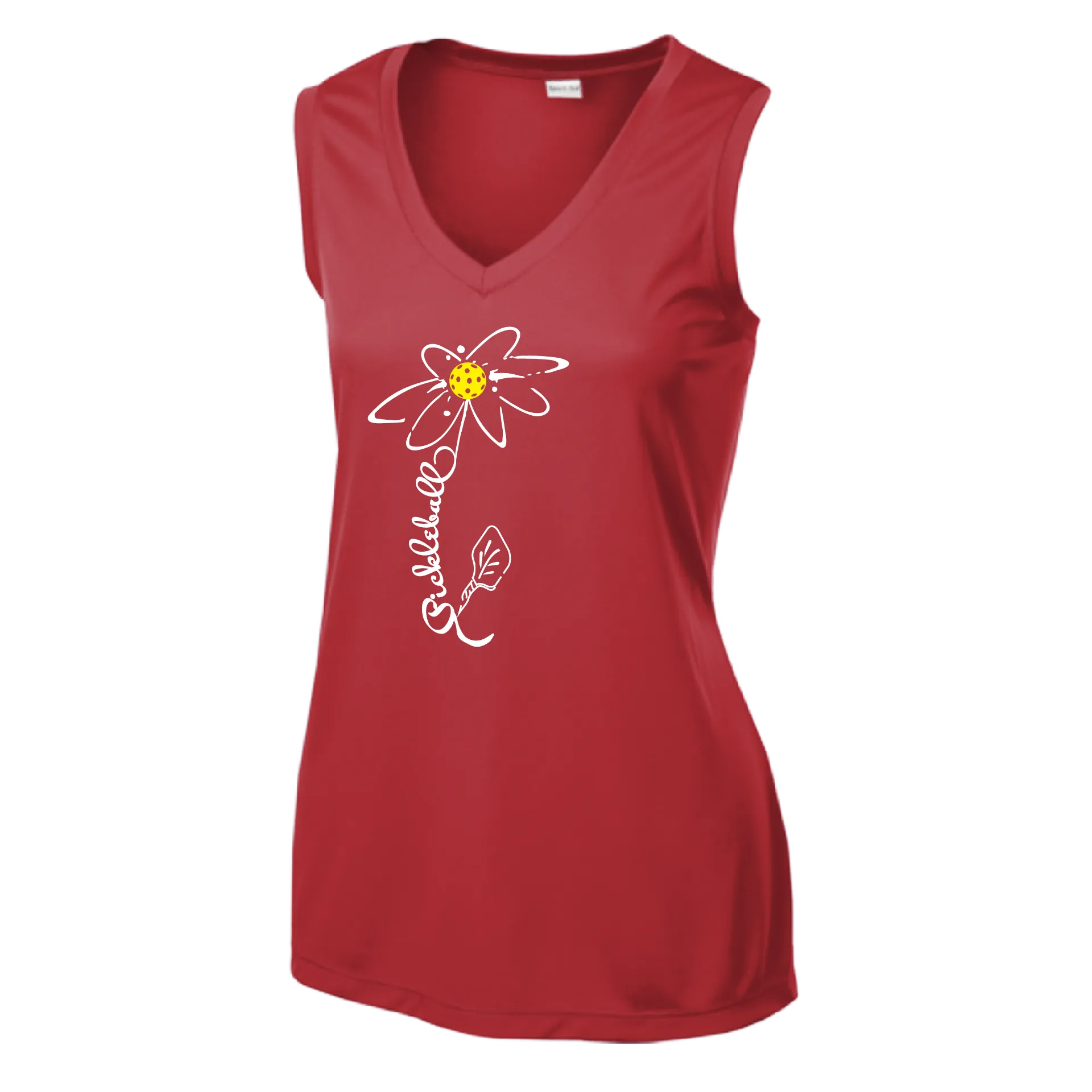 Pickleball Flower (Yellow, Cyan, Green or Rainbow) | Women’s Sleeveless Athletic Shirt | 100% Polyester