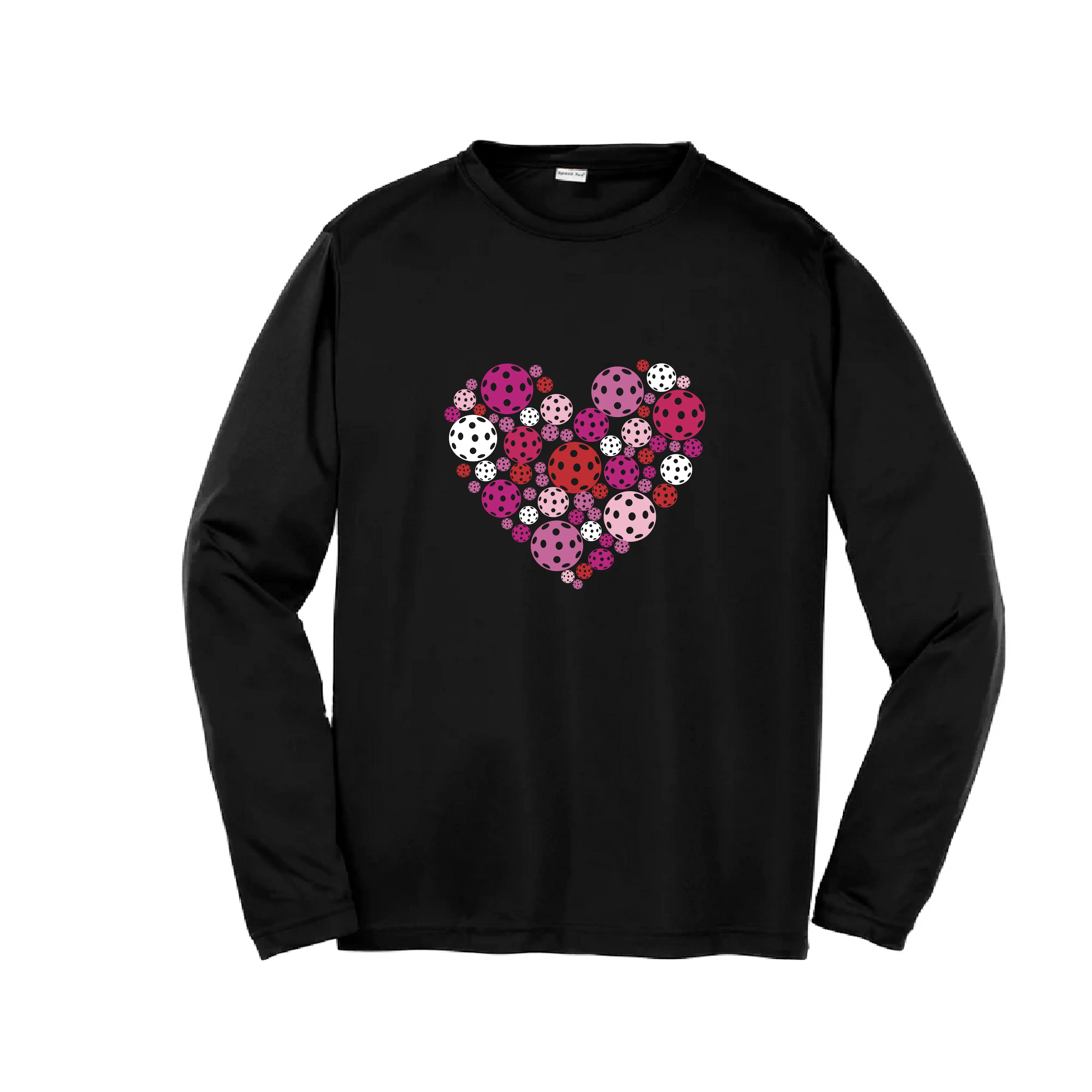 Pickleball Heart | Youth Long Sleeve Athletic Pickleball Shirt | 100% Polyester