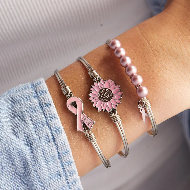 Pink Sunflower Bangle Bracelet