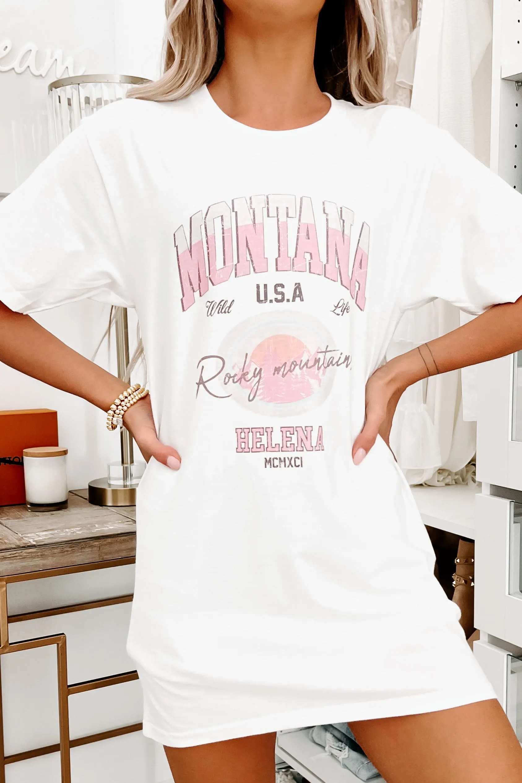 "Montana Rocky Mountains" Graphic - Multiple Shirt Options (White) - Print On Demand