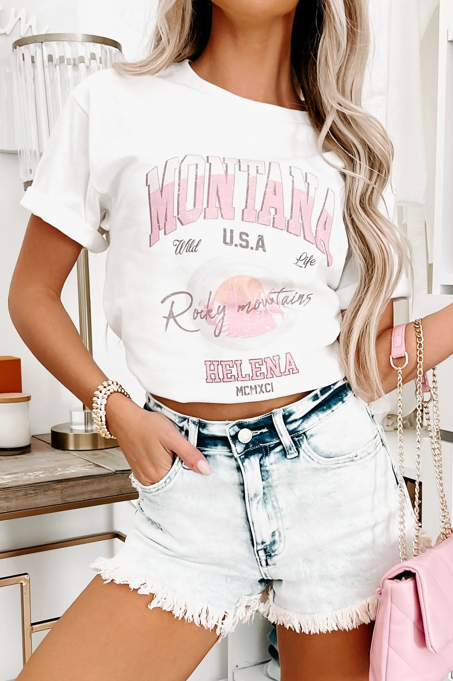 "Montana Rocky Mountains" Graphic - Multiple Shirt Options (White) - Print On Demand