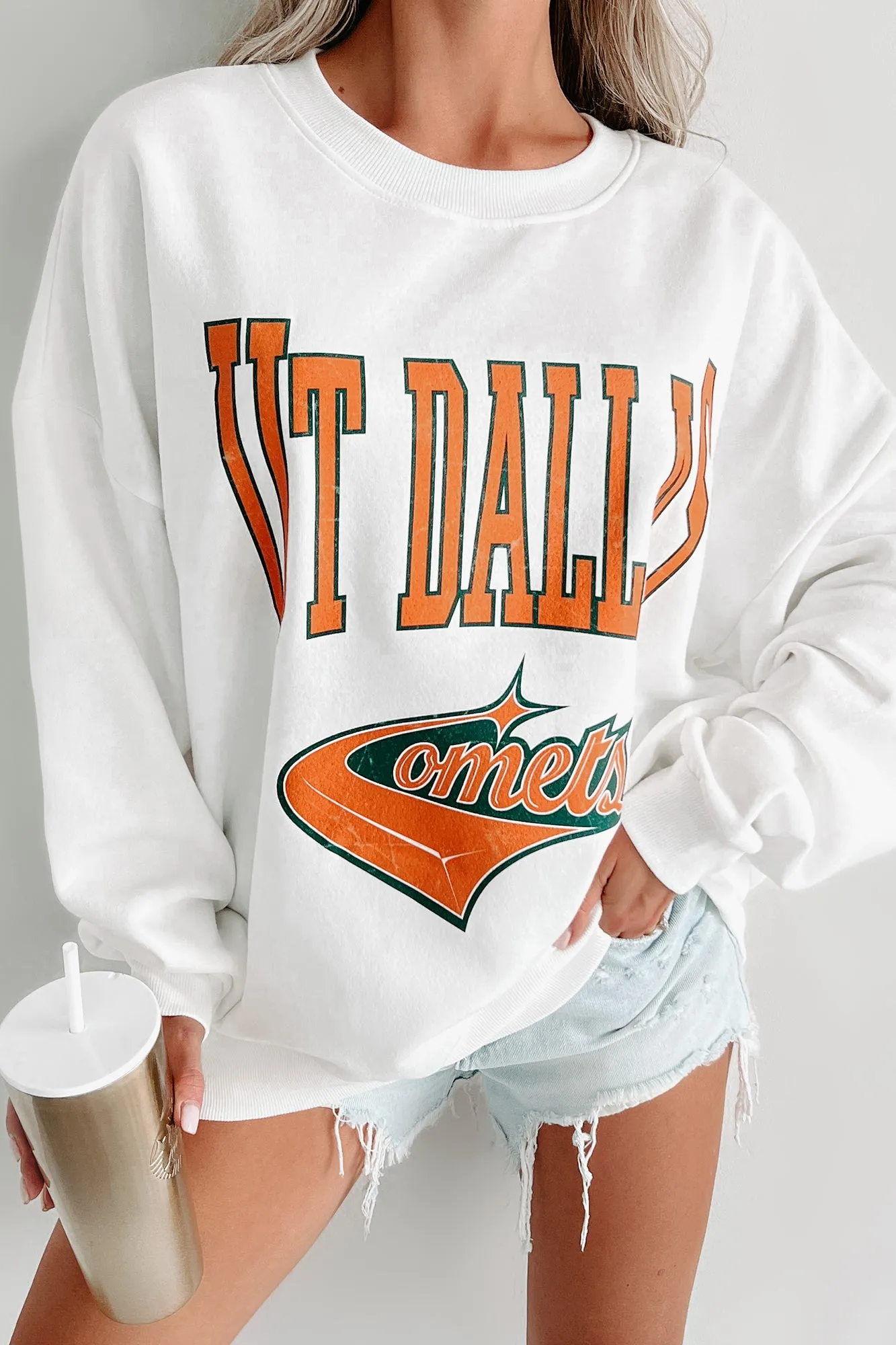 "UT Dallas Comets" Graphic Crewneck (White)