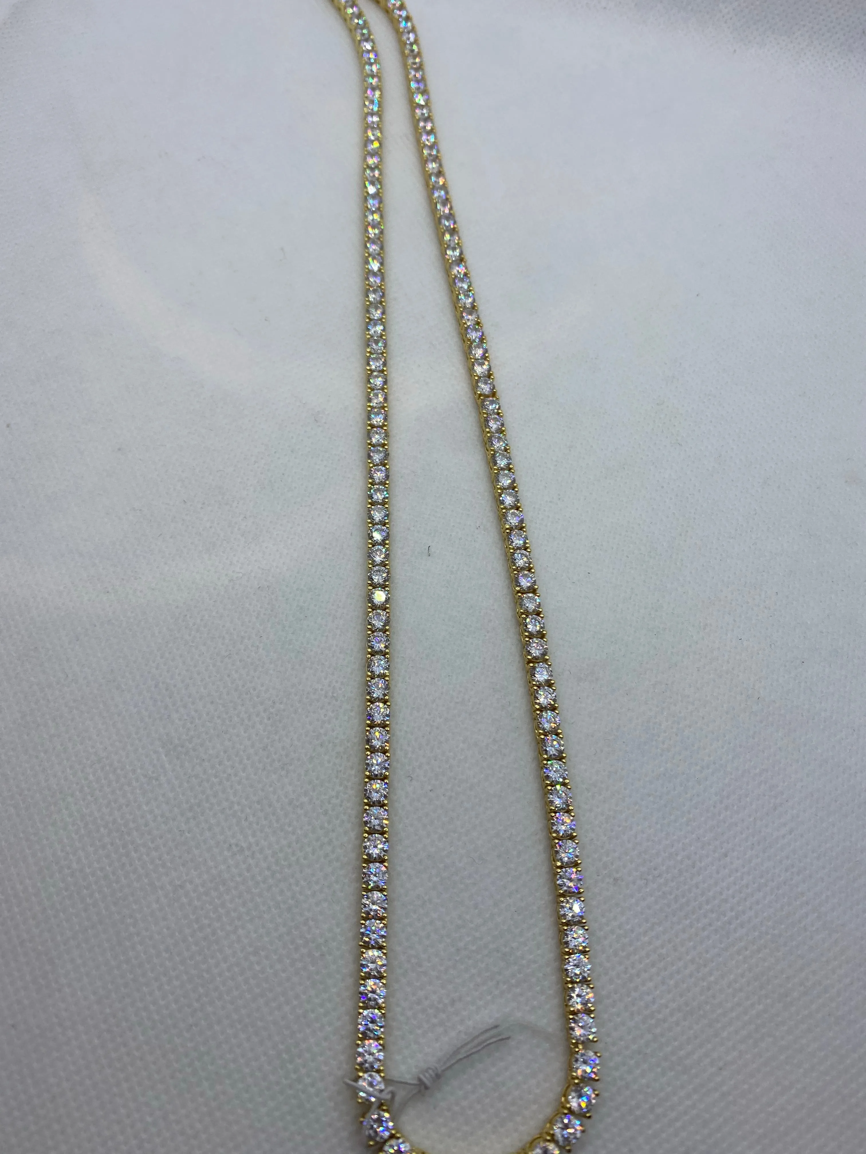 Real silver tennis chain(Gold plated)