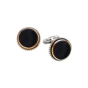 Silver Onyx Stone Round Cufflink