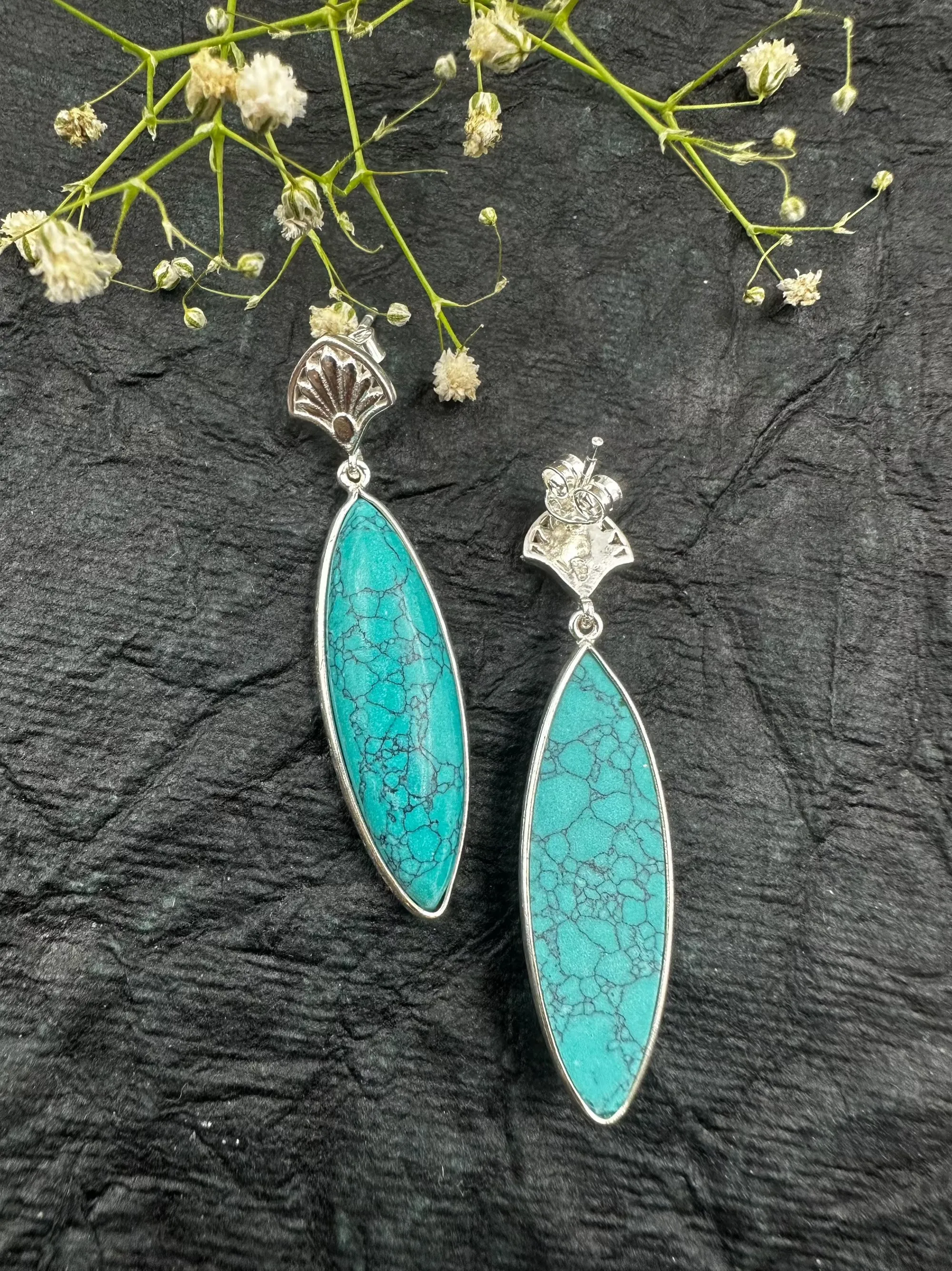 The Turquoise Silver Gemstone Earrings