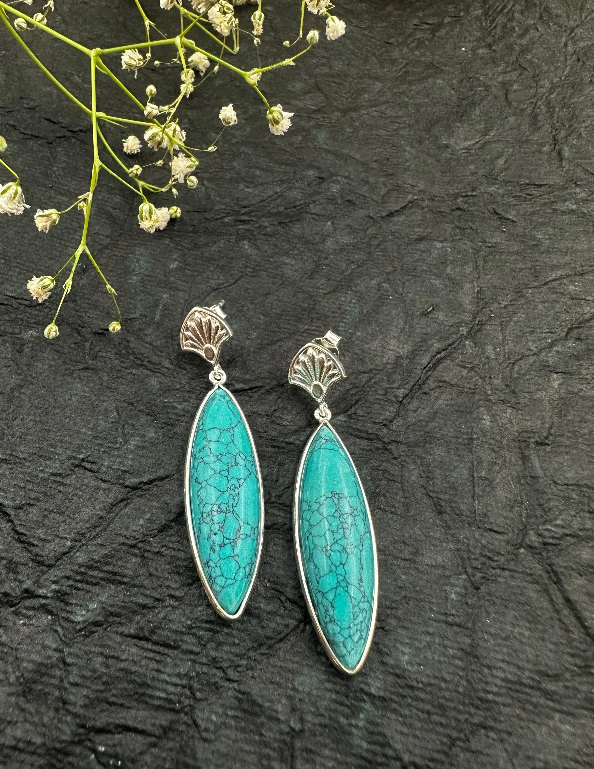 The Turquoise Silver Gemstone Earrings