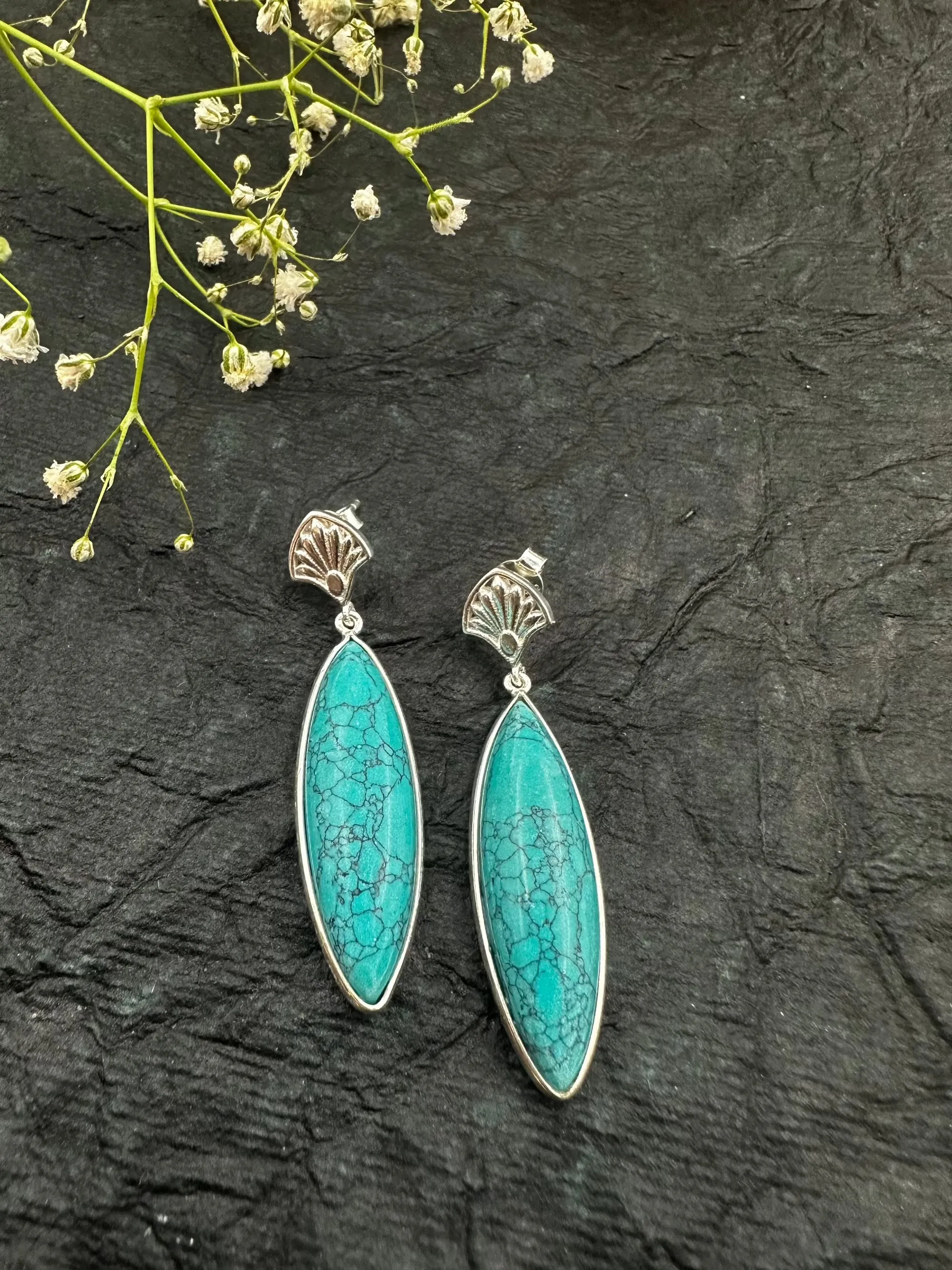 The Turquoise Silver Gemstone Earrings