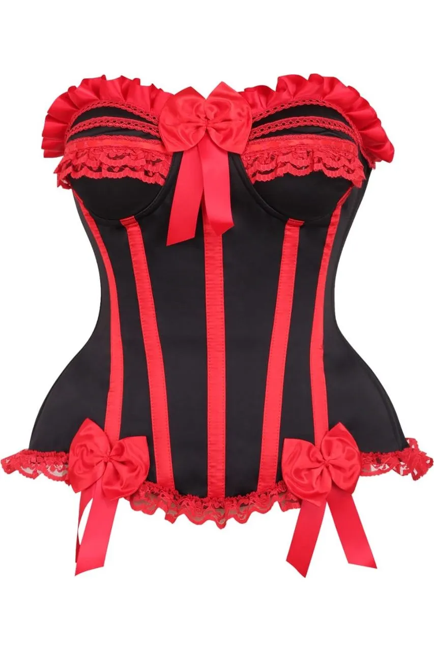 Top Drawer Black/Red Steel Boned Burlesque Corset