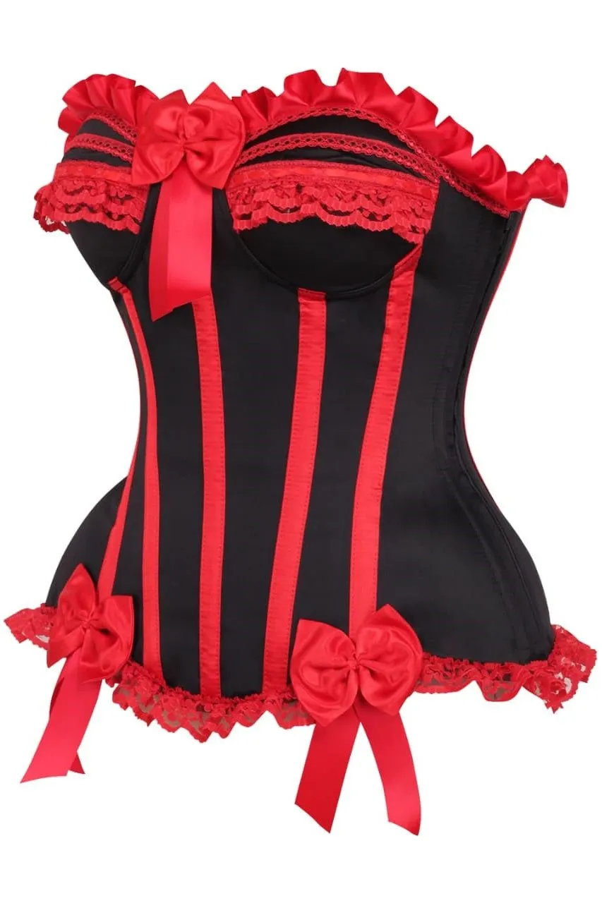 Top Drawer Black/Red Steel Boned Burlesque Corset