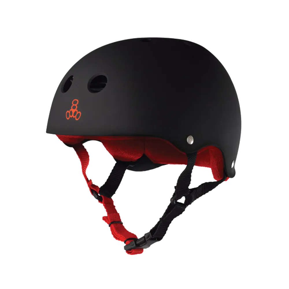 Triple 8 Sweatsaver Helmet - Black Rubber/Red