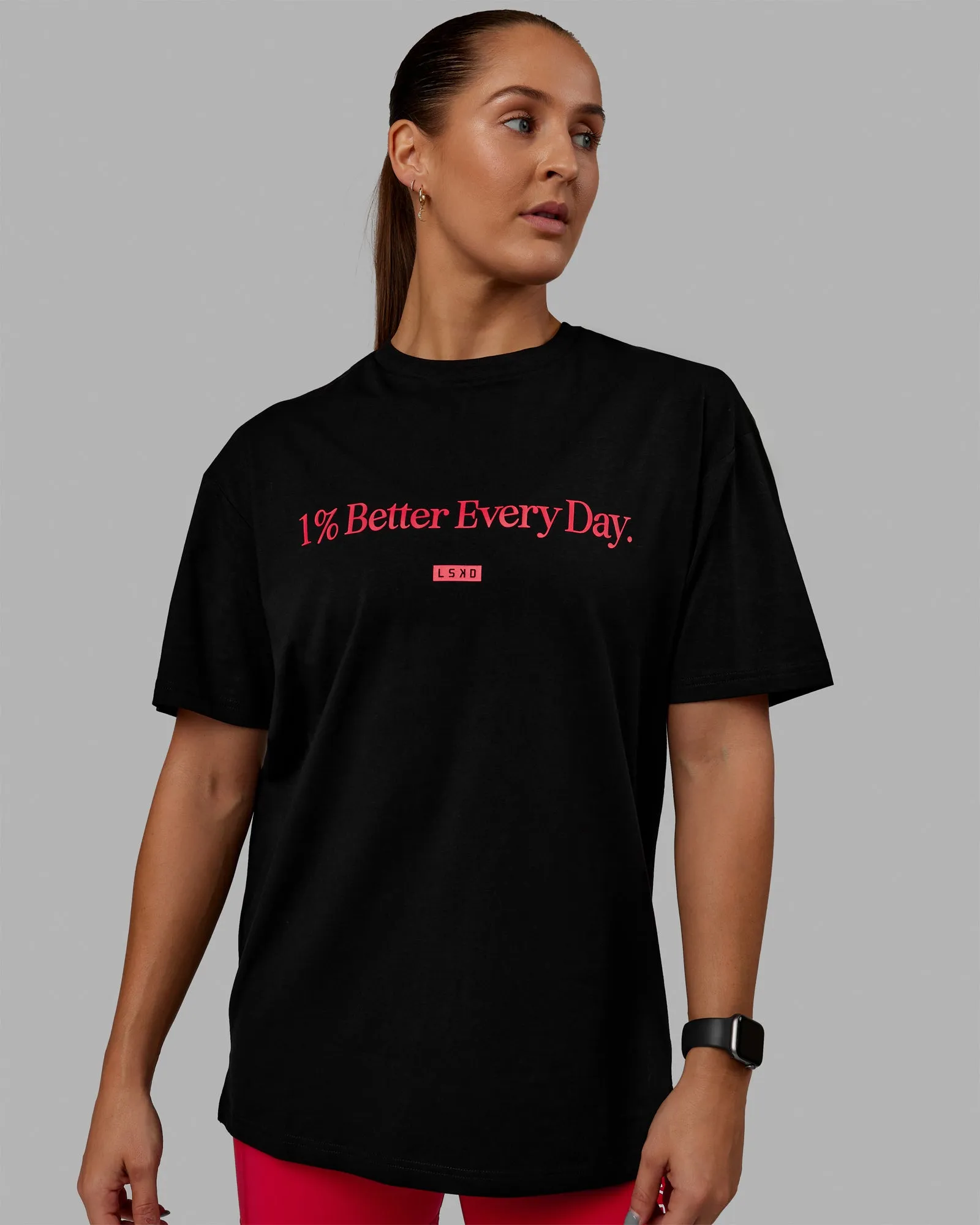 Unisex 1% Better FLXCotton Tee Oversize - Black-Scarlet